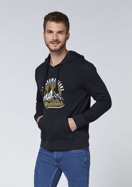 Oklahoma Jeans Kapuzensweatshirt mit Label- und Mountain-Print