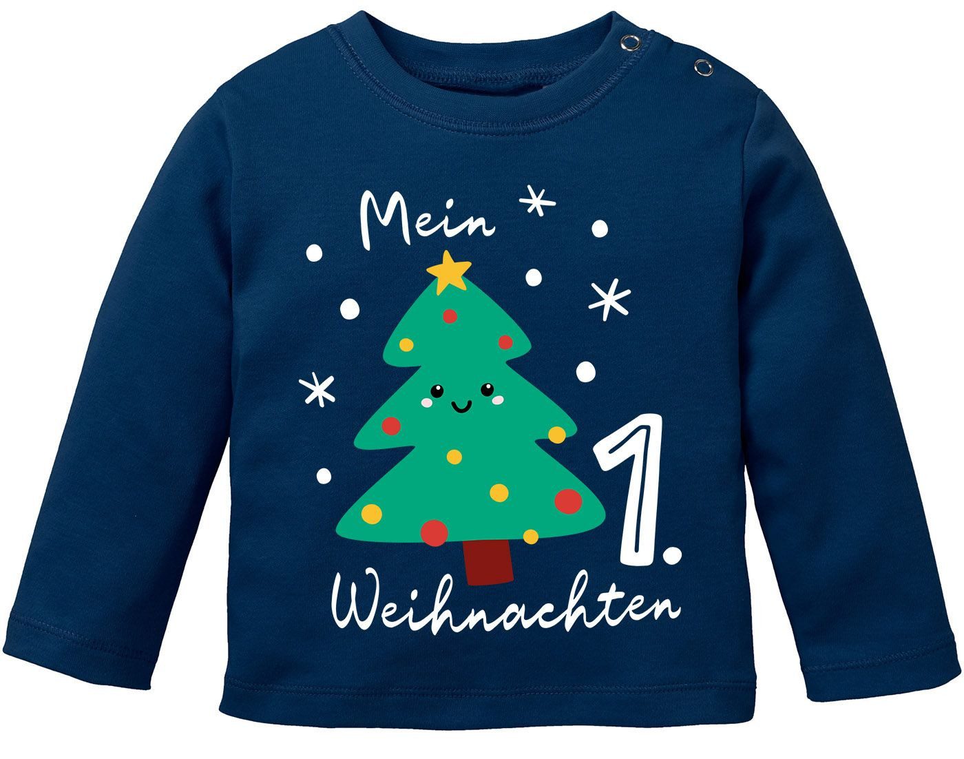 Rundhalsshirt Baby Langarmshirt erstes Weihnachten Design Tannenbaum