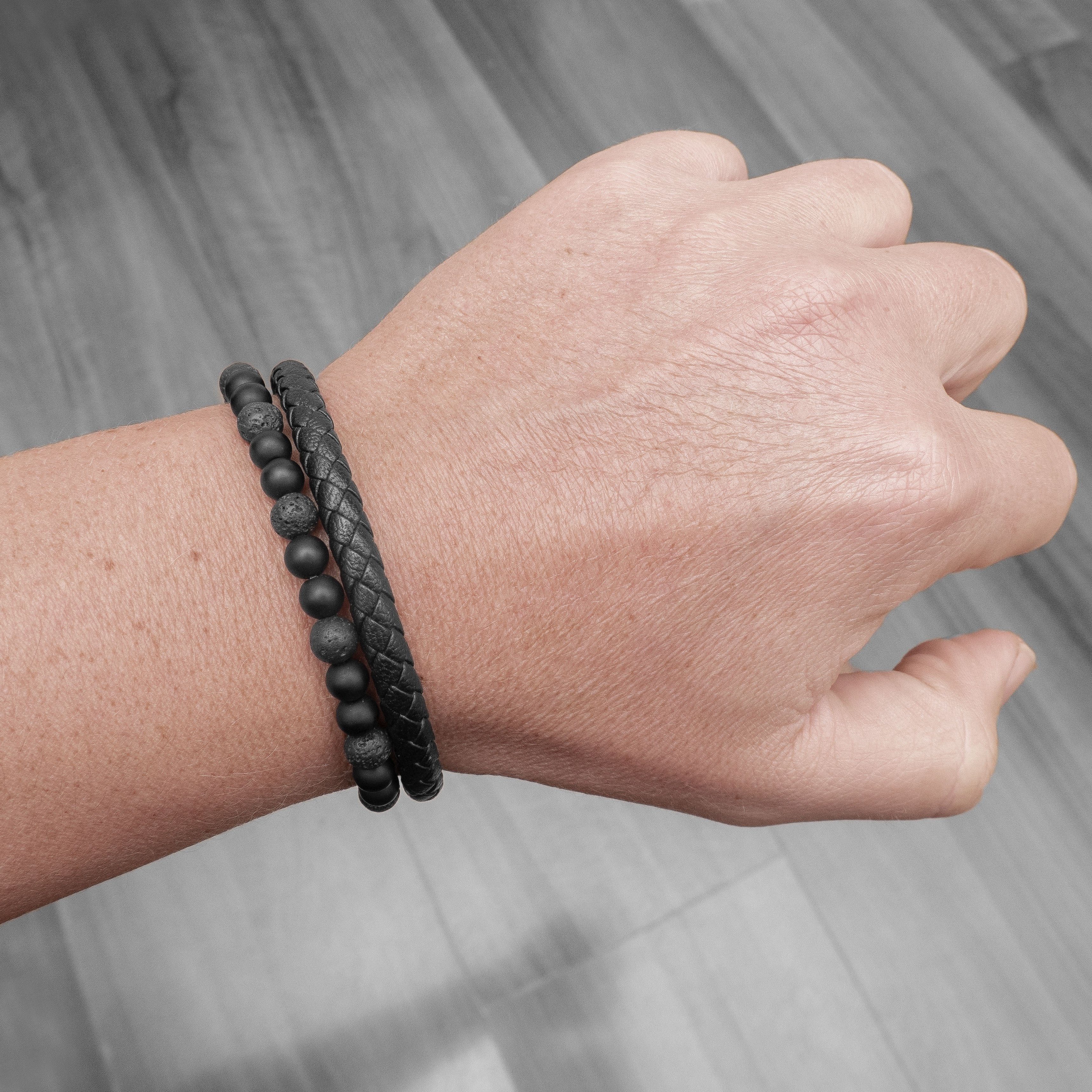 UNIQAL.de Lederarmband Lederarmband Herren "PASSION" Perlenarmband Naturstein Geflochten (Edelstahl, Echtleder, Casual Style, Handgefertigt), Designed in Germany