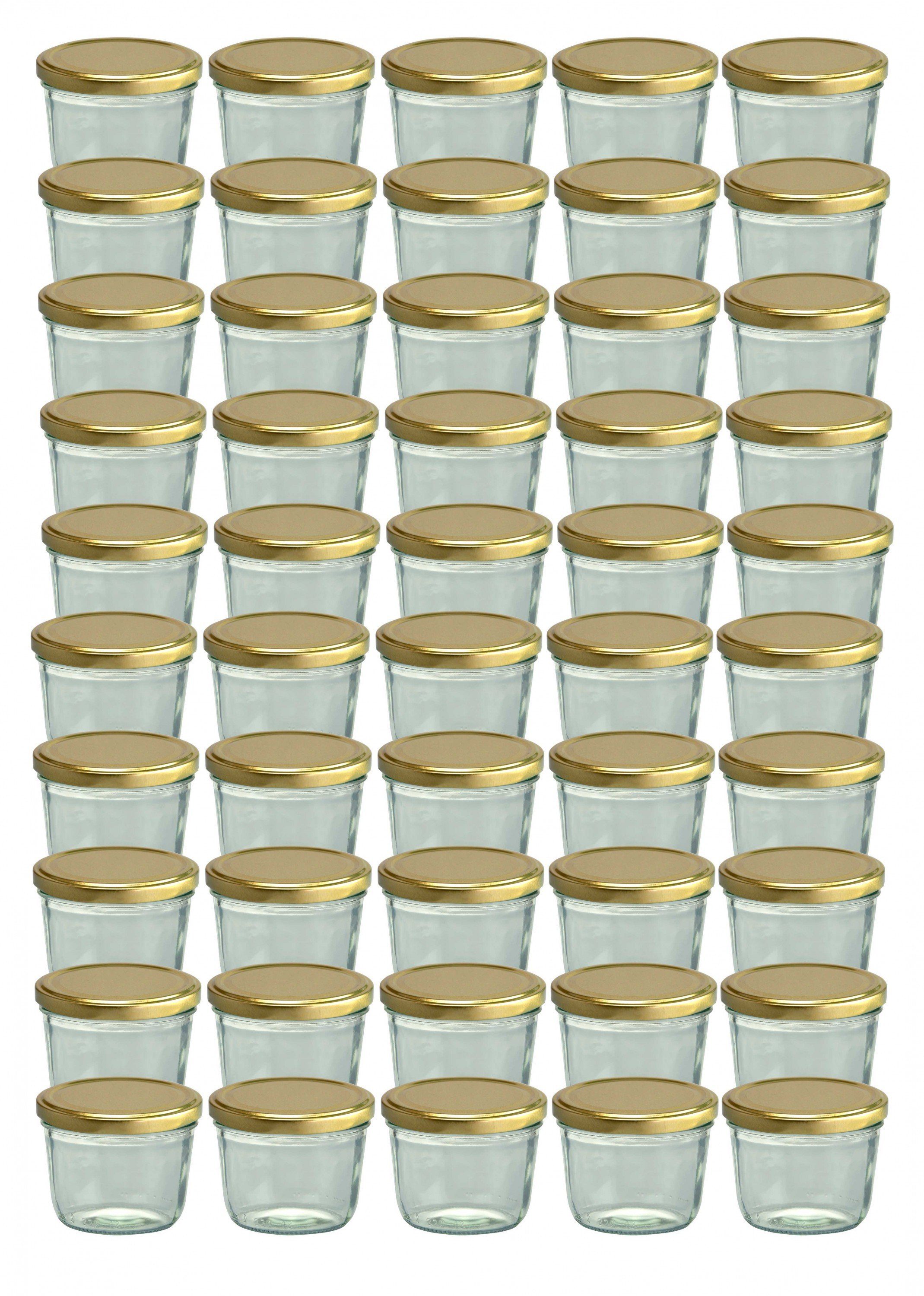 MamboCat Einmachglas 75er Set Sturzglas 230 ml Marmeladenglas Einmachglas Einweckglas To 82 gold farbiger Deckel