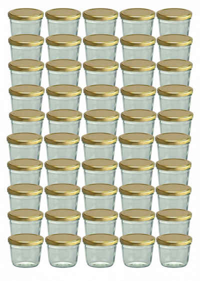 MamboCat Einmachglas 75er Set Sturzglas 230 ml Marmeladenglas To 82 gold farbiger Deckel, Glas