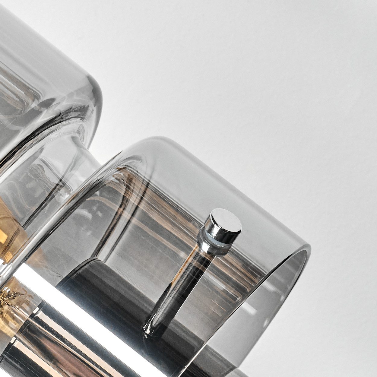 hofstein Tischleuchte Tischlampe aus Metall/Glas in Schwarz/Chrom-/Rauchfarben/Klar, ohne Leuchtmittel, Leuchte im Retro/Vintage-Design mit Glasschirm (15 cm), 1 x E14
