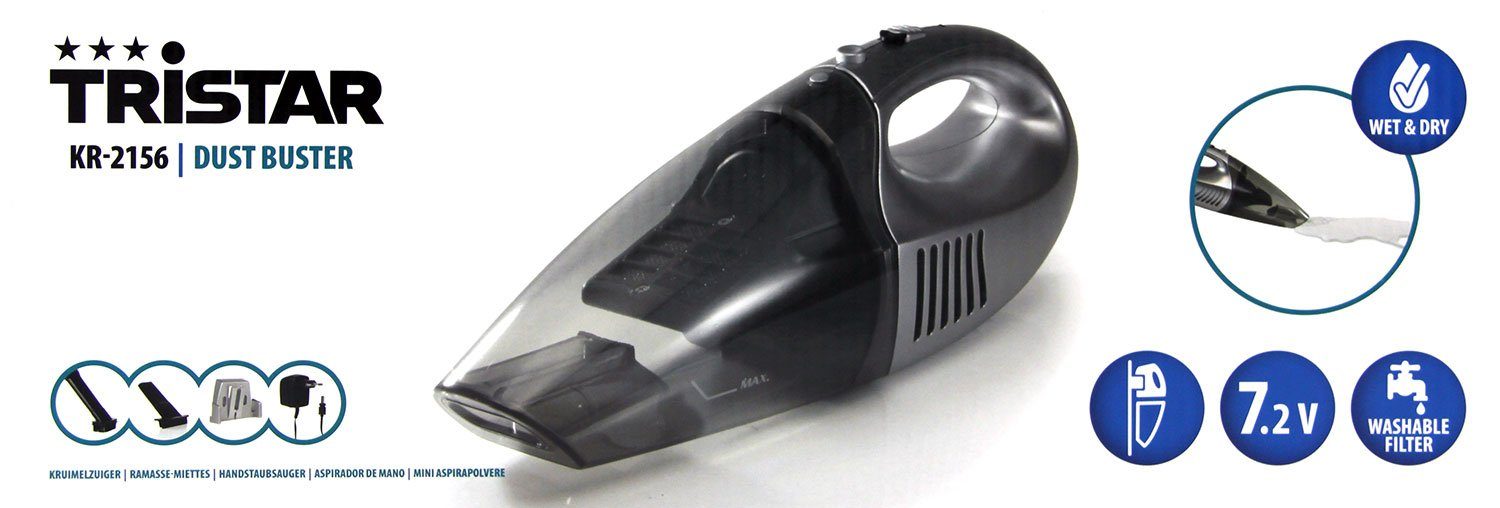 Tristar Akku-Hand-und Stielstaubsauger Tristar KR-2156 Akku-Handstaubsauger Nass-/Trocken 45 Watt Grau