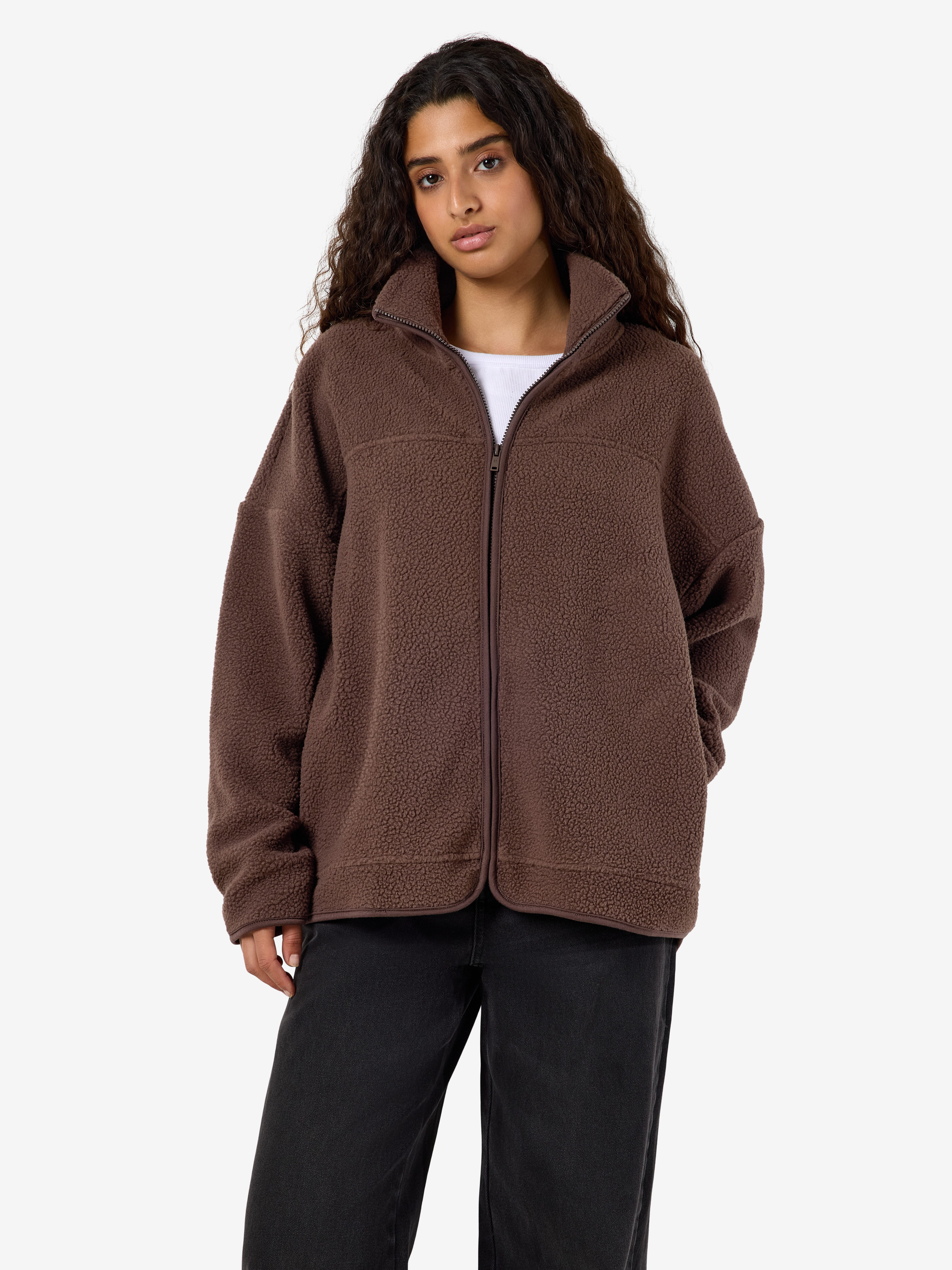 Noisy may Fleecejacke NMCOZY L/S ZIP SWEATER JRS NOOS Polyester, relaxed fit