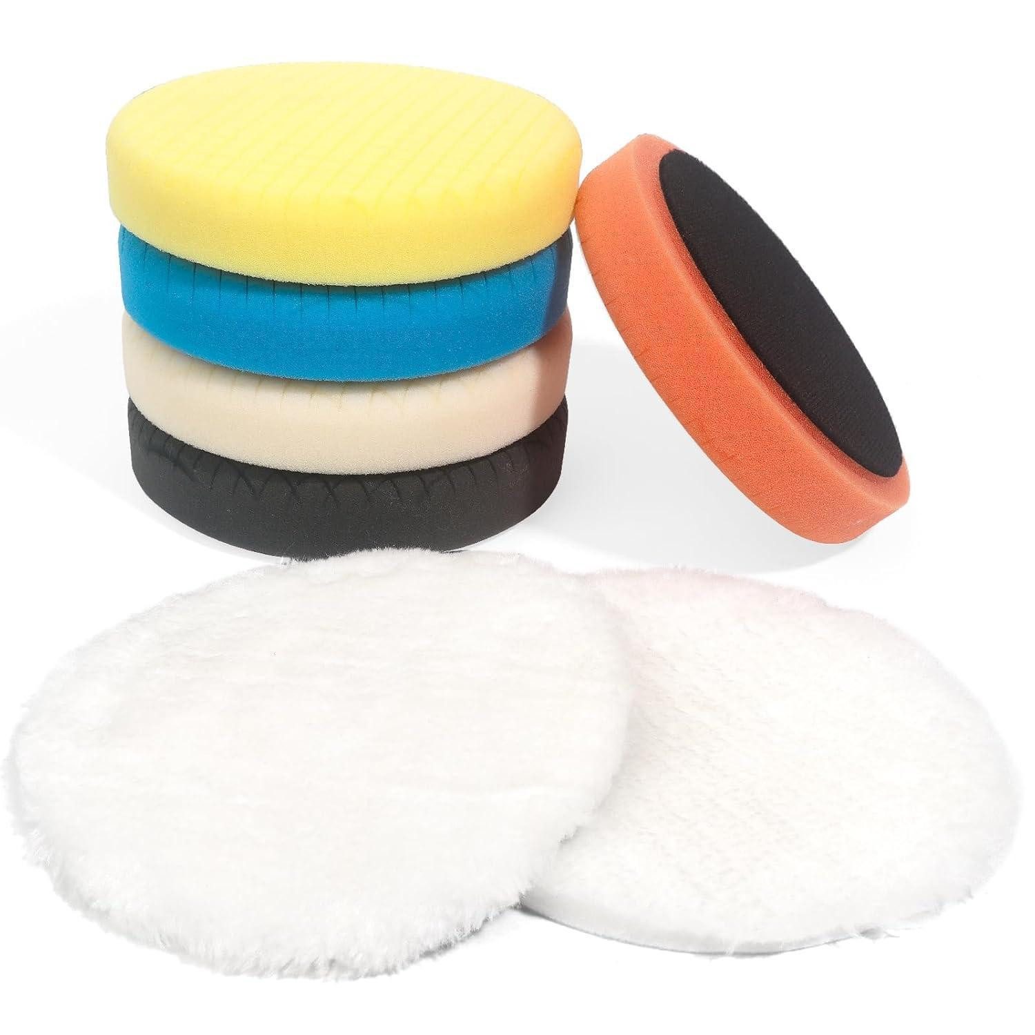 LuxusKollektion Polierschwamm Polierpads 7tlg Klett Auto Wachs Exzenter Polierschaum 150mm