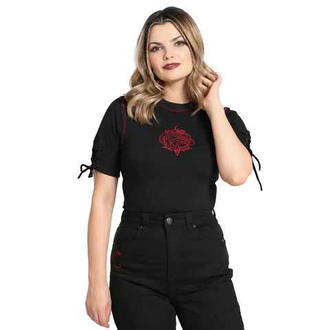 Hell Bunny Shirttop Tallulah Schwarz Gothic Shirt Schlange Mondsichel Oberteil