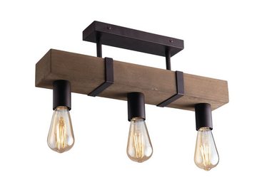 LUCE Design LED Deckenleuchte, LED wechselbar, warmweiß, ausgefallene rustikal-e Holz-lampe mit Holzbalken, mehrflammig L: 50cm