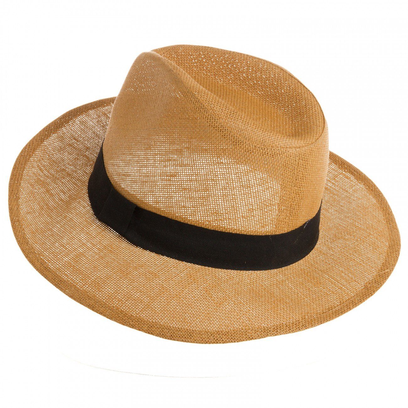 Caspar Strohhut HT010 klassischer Herren Panama Hut mit breitem schwarzen Band – Bild 2 von 3