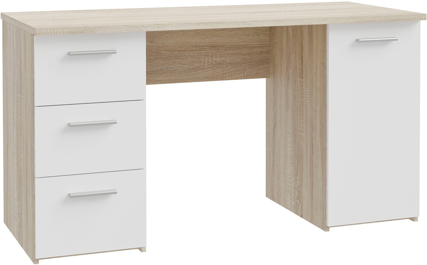 FORTE Schreibtisch Neuss, mit 3 Schubladen & 1 Tür, funktional, Breite 138 cm