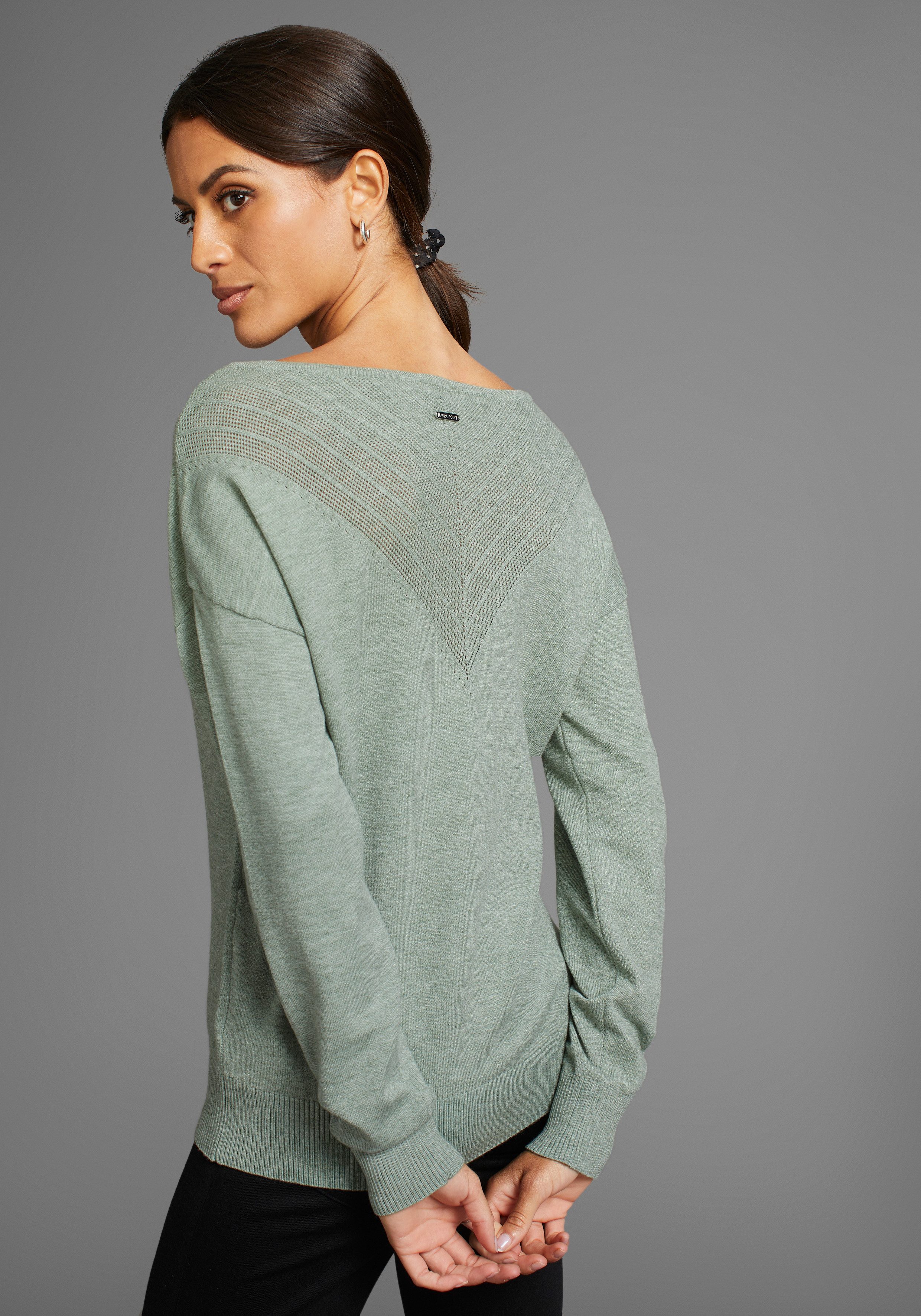 Laura Scott Rundhalspullover mit feinem Ajour-Muster günstig online kaufen