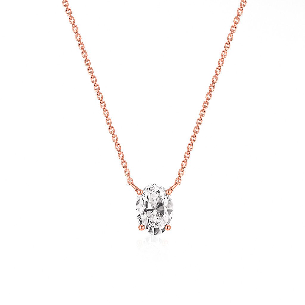 Sternvoll Goldkette 18K Gold Collier 0.3 ct ovaler Diamant IGI-zert., Ovalschliff, IGI-zert., 0.3ct, G/VS, 18K Gelbgold, Solitär