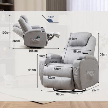 Thanaddo Massagesessel Elektrisch Relaxsessel Massagesessel Fernsehsessel, mit Liegefunktion