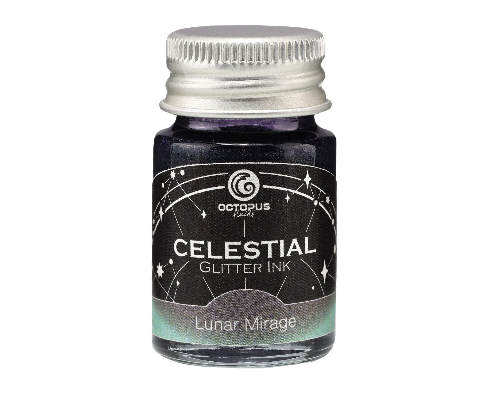 OCTOPUS Fluids Celestial Glitter Lunar Mirage 10ml Füllhaltertinte mit Glitzer Tintenglas (10ml, 1-tlg., Metallicfarben, Glitzertinte für Füllhalter)