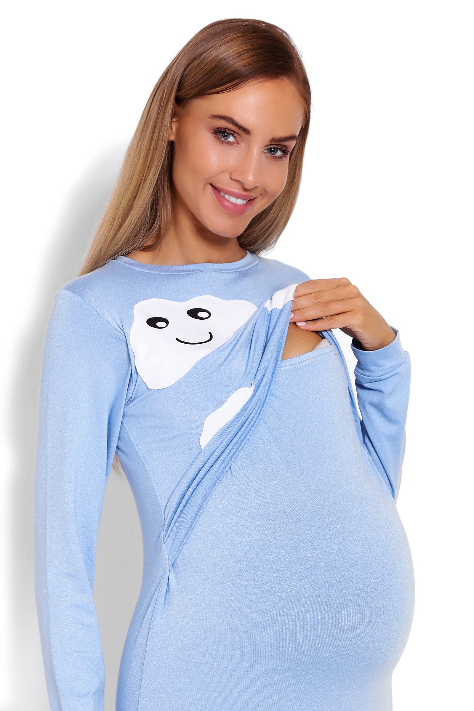 Stillen Schwangerschaft PeeKaBoo Nachthemd blau Stillnachthemd Umstandsnachthemd