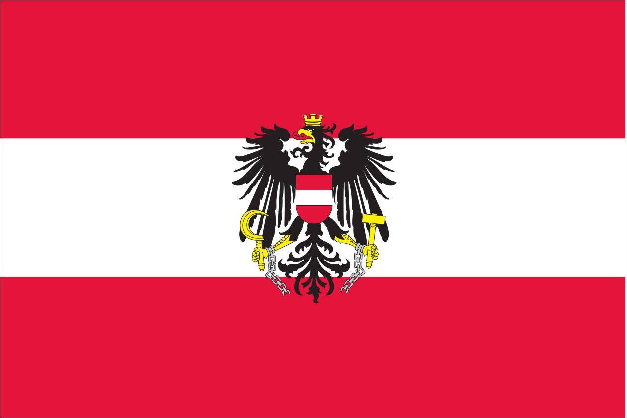 Österreich g/m² 120 Flagge Wappen mit flaggenmeer Querformat