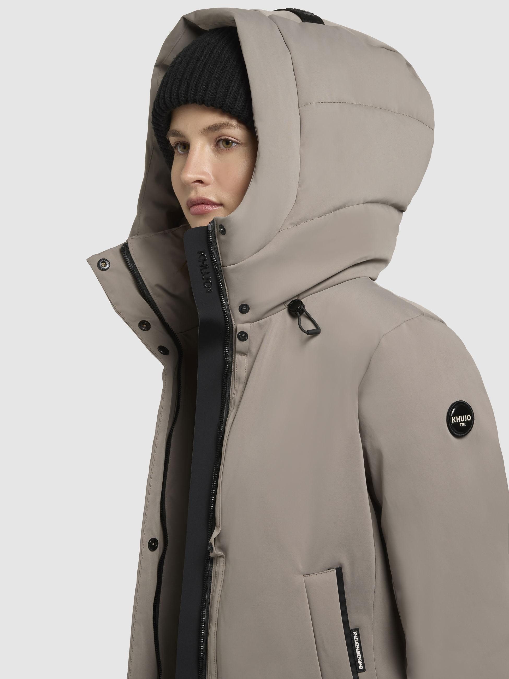 khujo Winterjacke Palla-YM Damen Wintermantel mit verstellbarer Kapuze