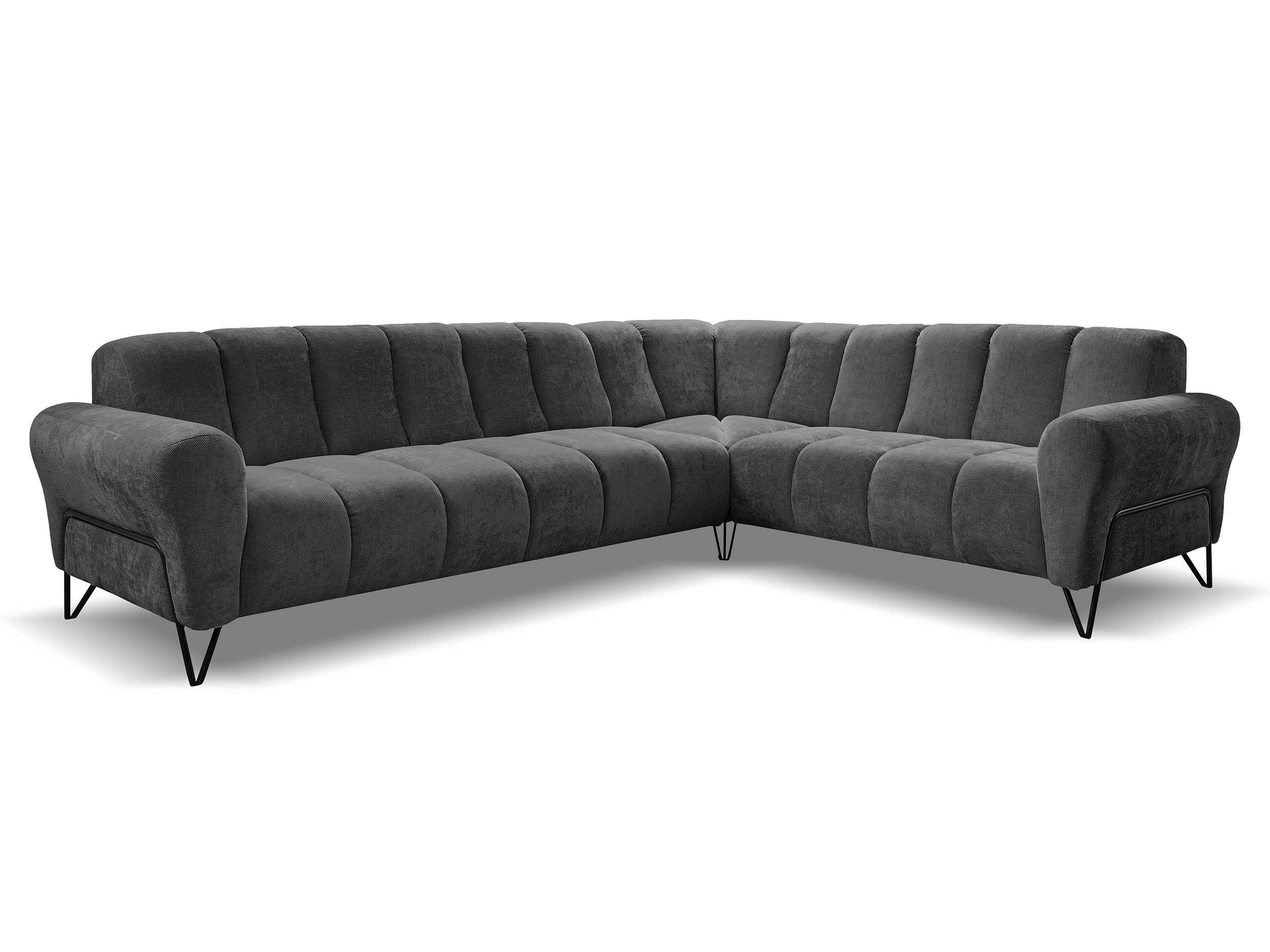 Beautysofa Ecksofa mit Metallbeine in Schwarz VOLARE L, ohne Schlaffunktion, mit höchstem Sitzkomfort – Bild 4 von 5