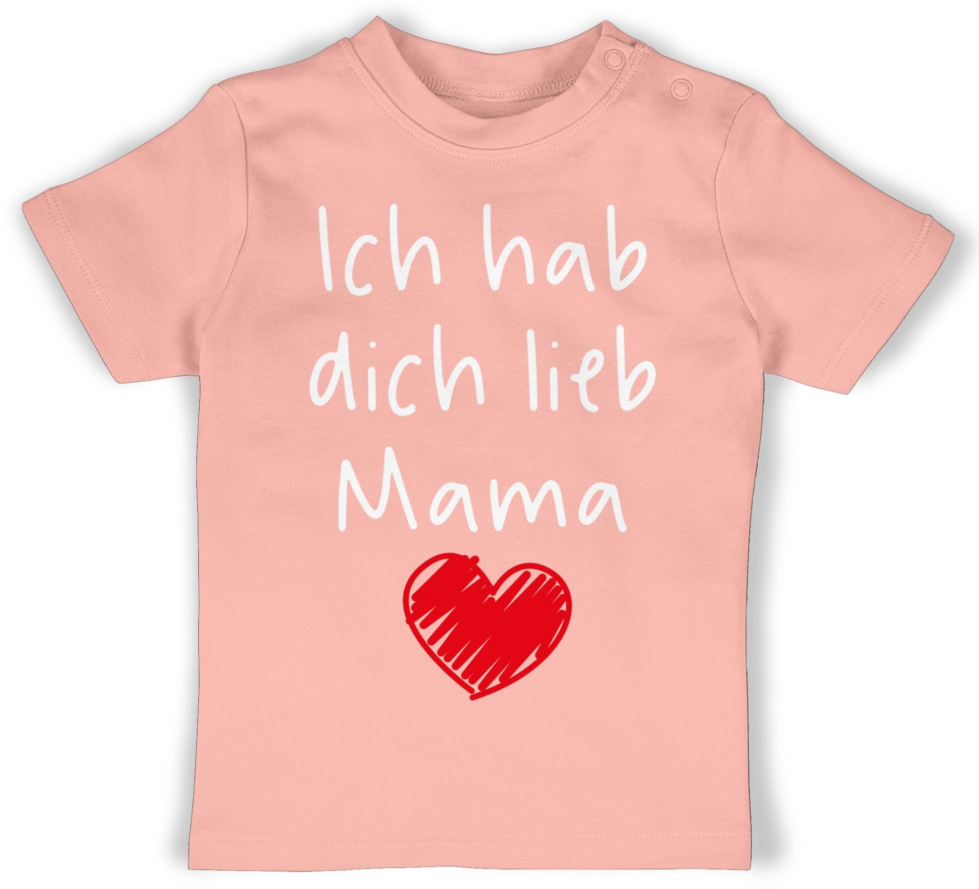 Shirtracer T-Shirt Ich hab dich lieb Mama Herz weiß Muttertagsgeschenk 3 Babyrosa