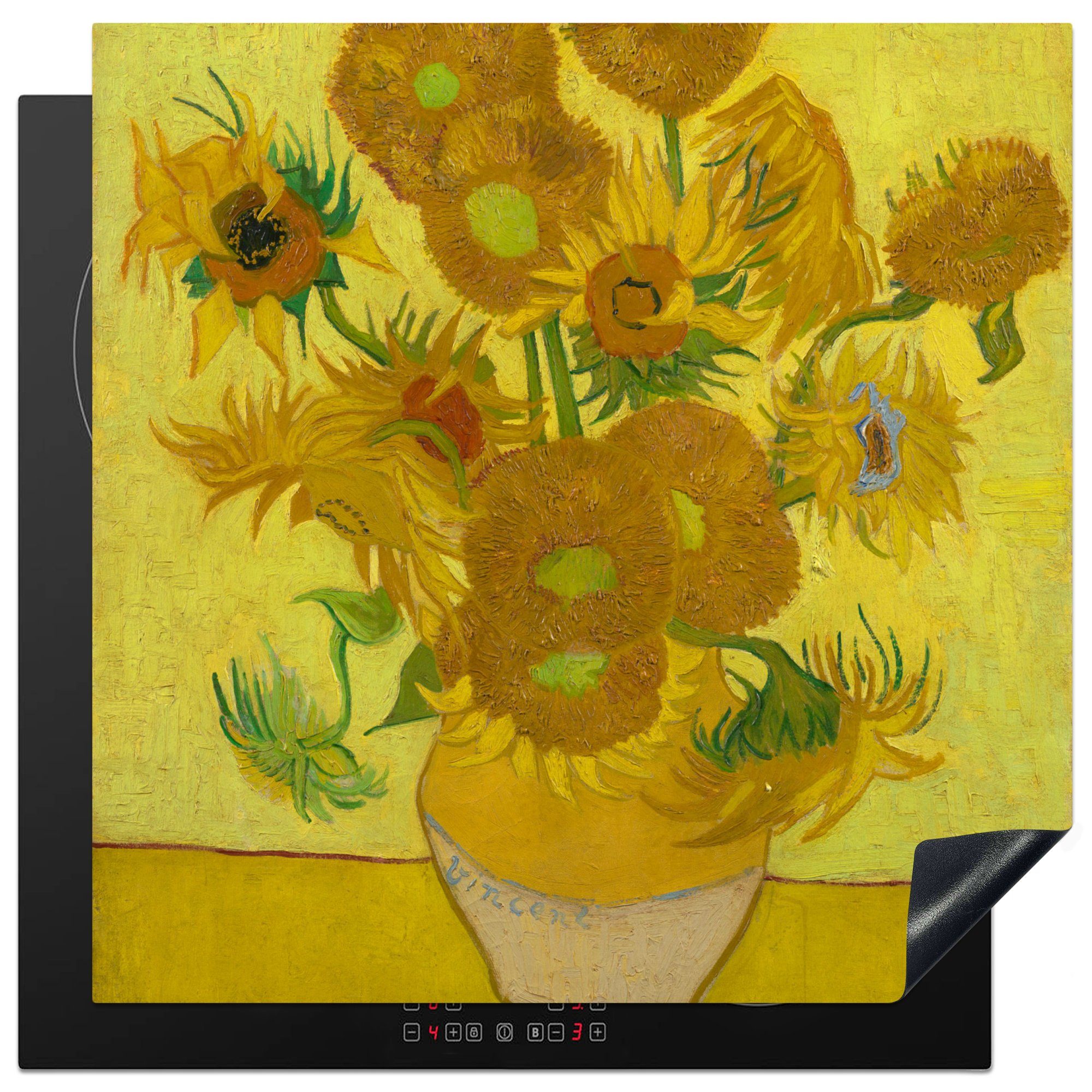 MuchoWow Herdblende-/Abdeckplatte Sonnenblumen - Vincent van Gogh, Vinyl, (1 tlg), 78x78 cm, Ceranfeldabdeckung, Arbeitsplatte für küche