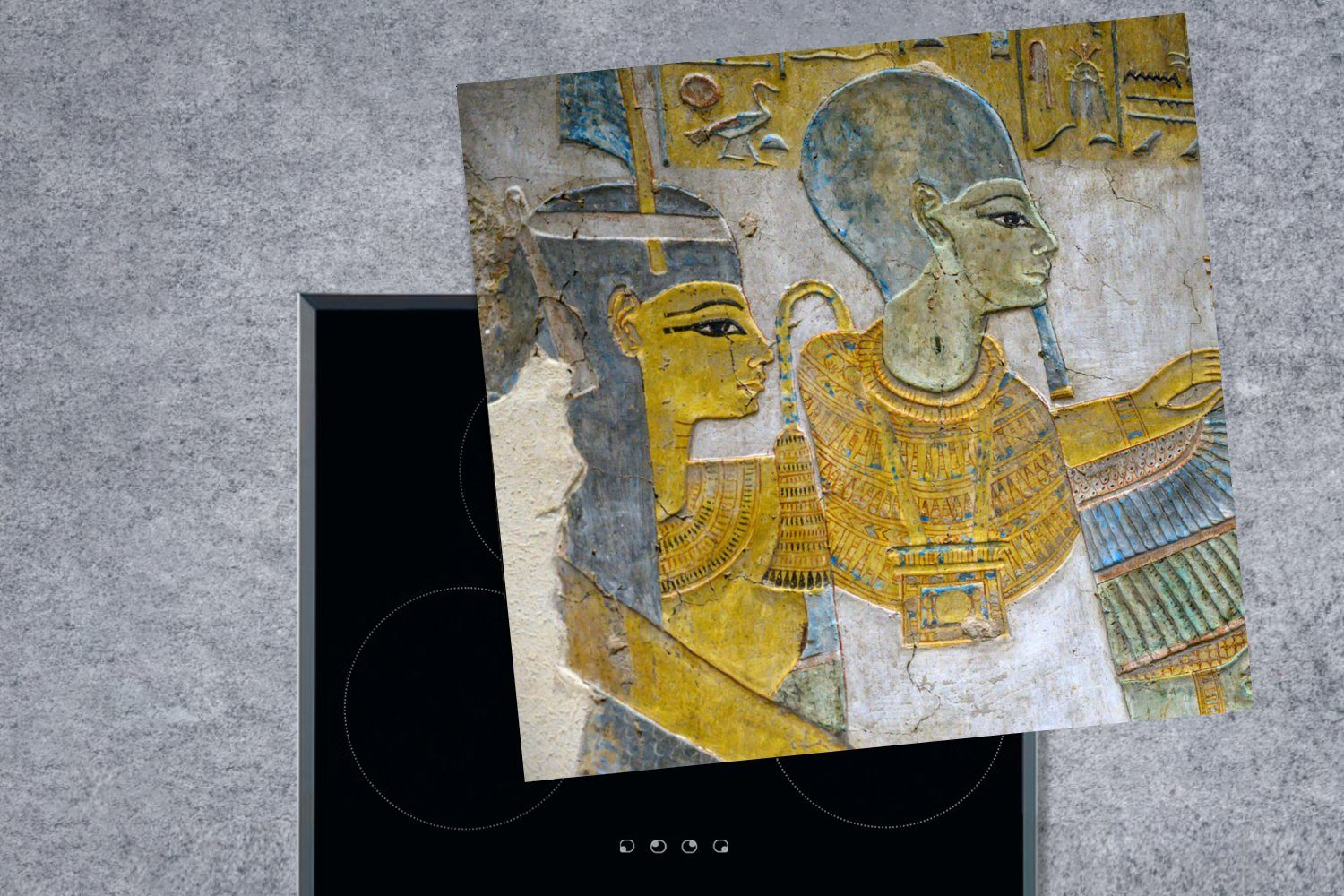 Vinyl, küche (1 cm, - Arbeitsplatte Gemälde, MuchoWow Herdblende-/Abdeckplatte Ceranfeldabdeckung, Ägypten 78x78 tlg), für - Wand