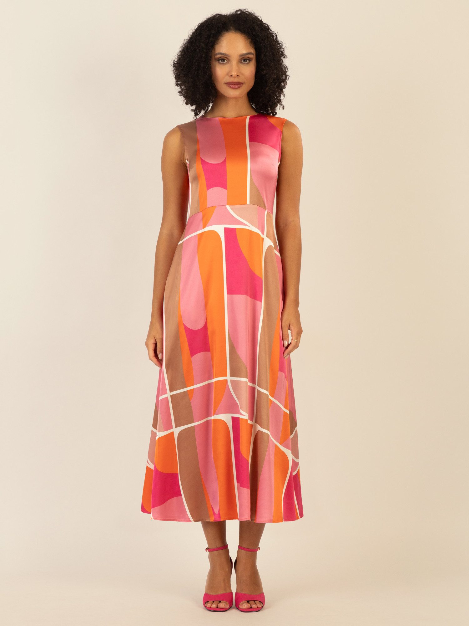 mint & mia Maxikleid aus Satin mit grafischem Print günstig online kaufen