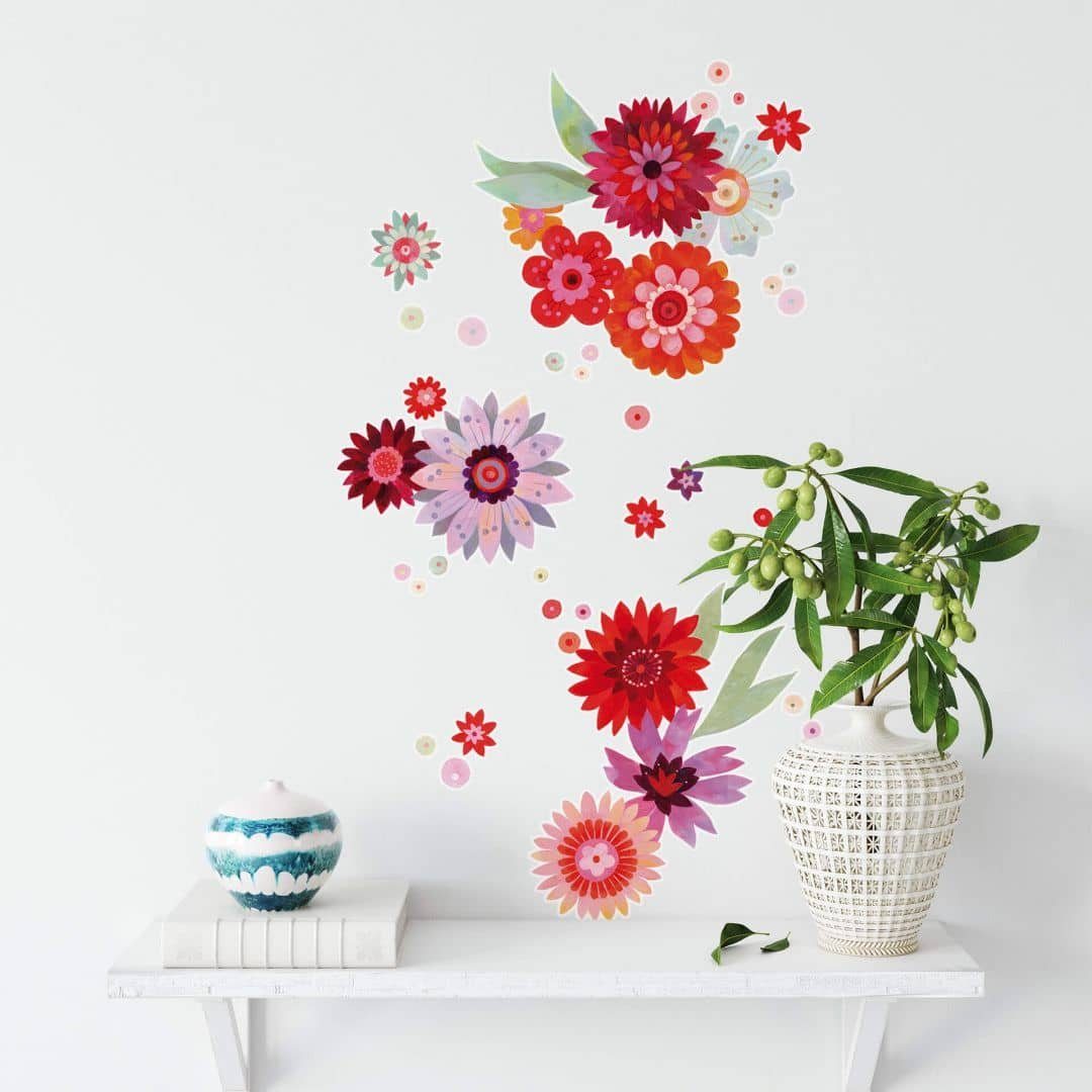 K&L Wall Art Wandtattoo Wandtattoo Blanz Märchen Kinderzimmer Deko Blütentraum Blumen, selbstklebende Wandsticker für Babyzimmer, hergestellt in Berlin