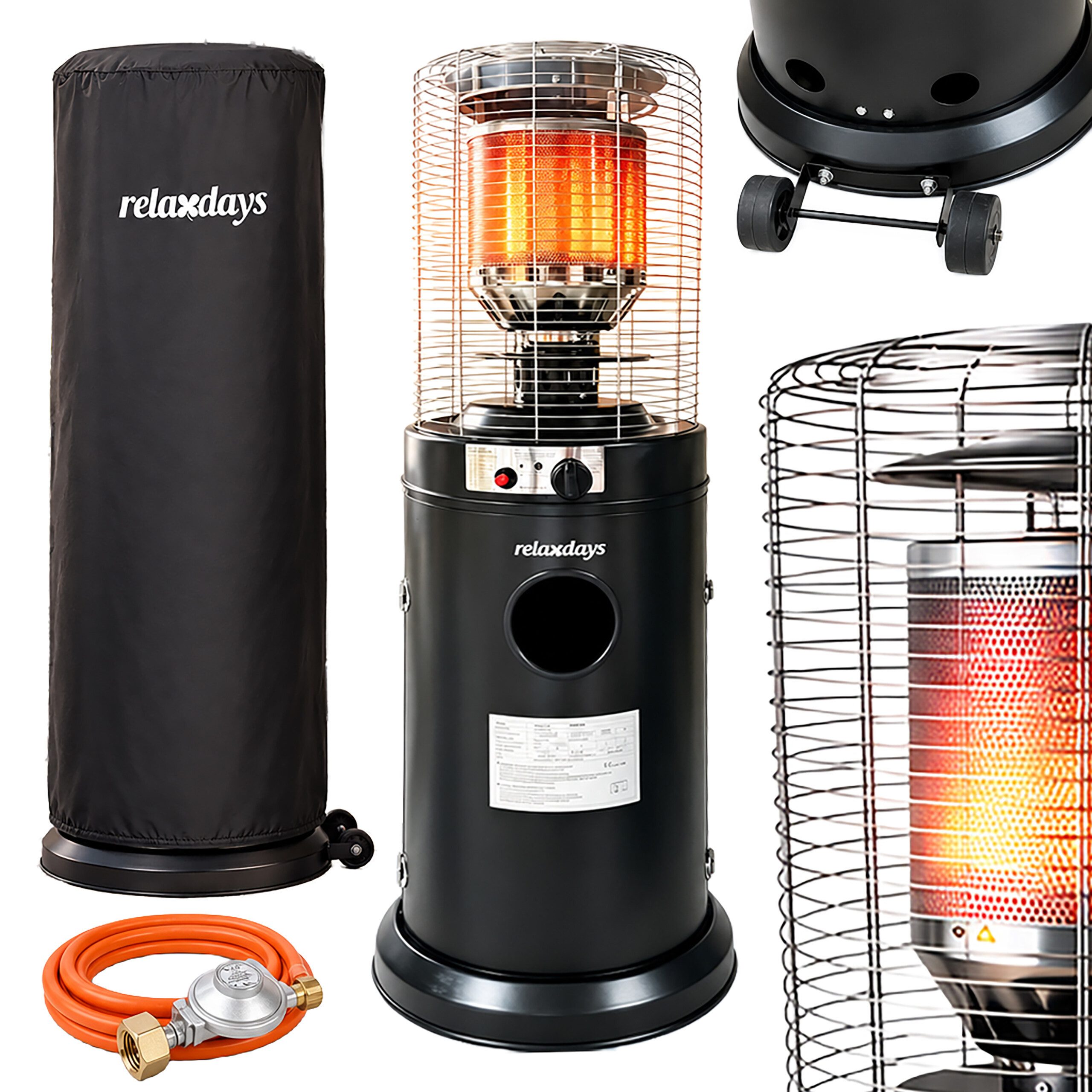 relaxdays Terrassenstrahler Gasheizstrahler outdoor Terrasse, 11 W, schwarz