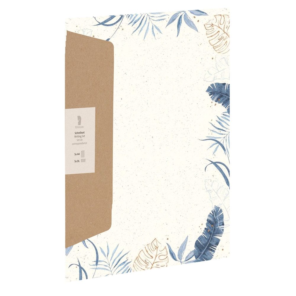 Rössler Briefpapier RÖSSLER Briefpapier Set Blue Kraftpapier 5 Blatt/5 Briefumschläge DIN