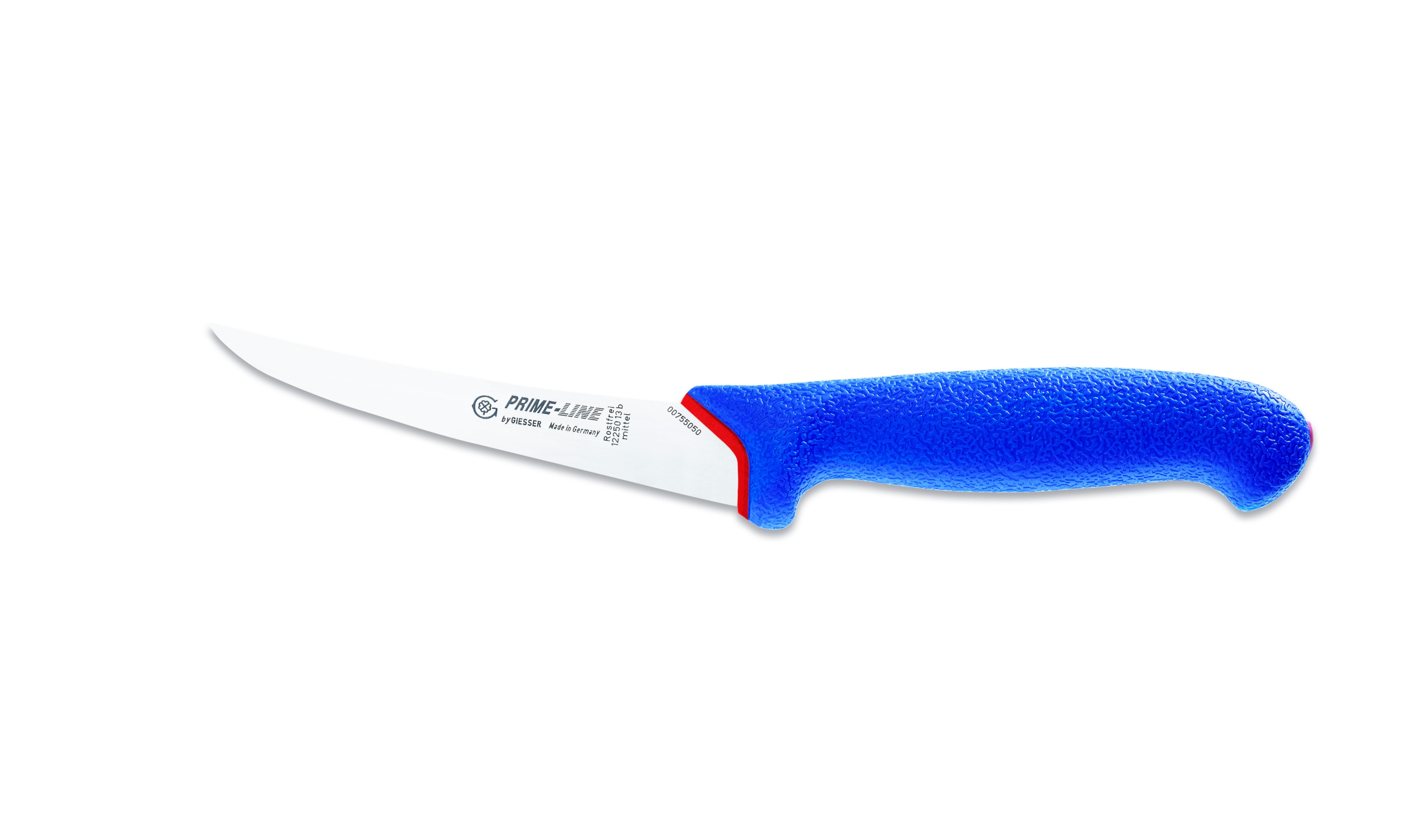 Giesser Messer Ausbeinmesser Fleischermesser rutschfest, weicher 13/15, PrimeLine, scharf, Griff blau 12250