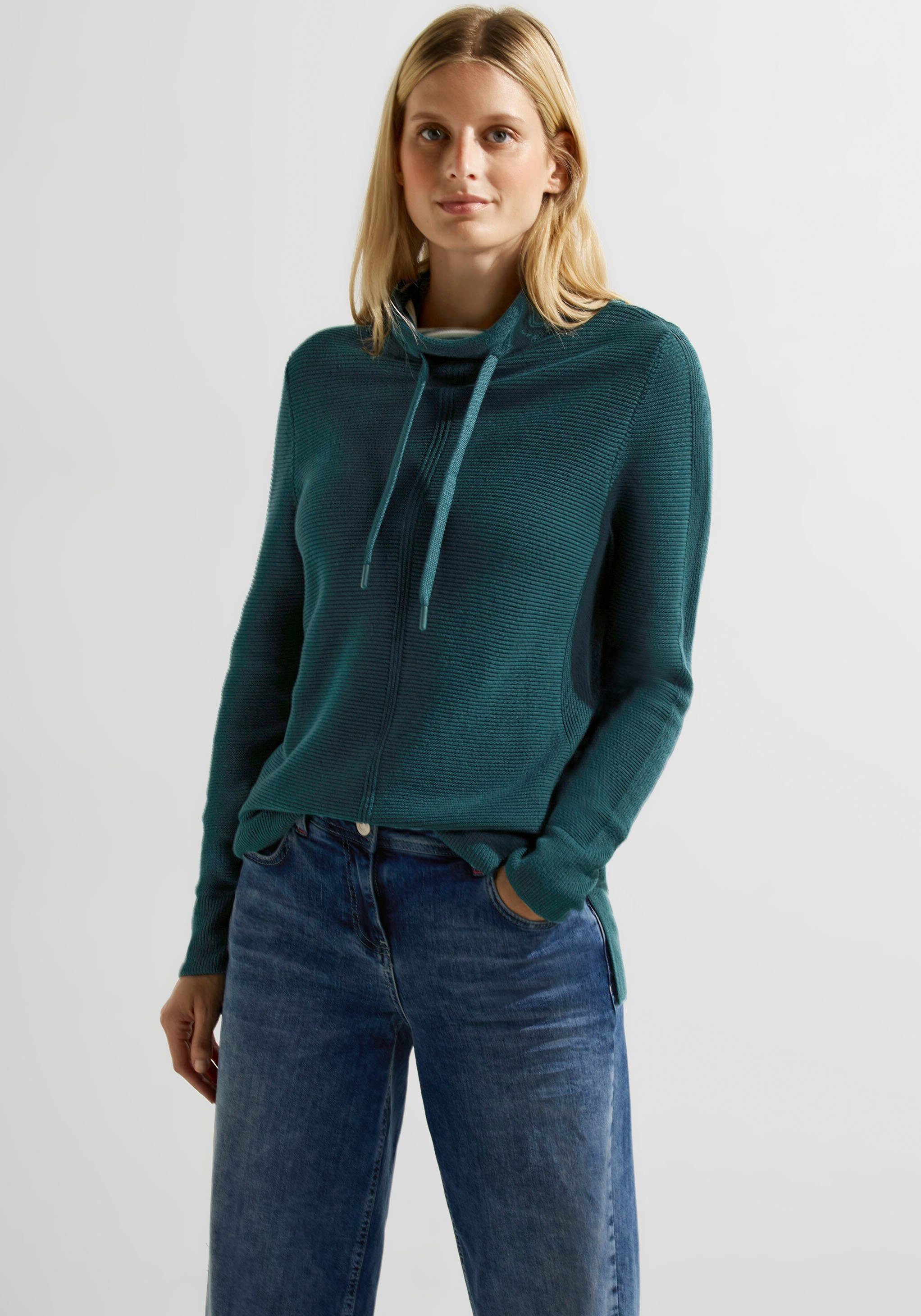 Cecil Strickpullover mit Rippenstruktur deep lake green