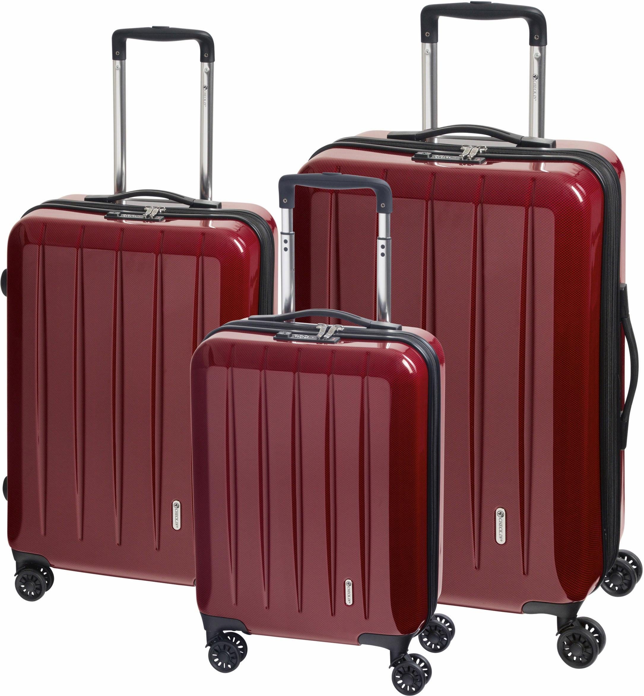 CHECK.IN® Trolleyset London 2.0, (Set, 3 Rot Carbon tlg) Rollen, 4