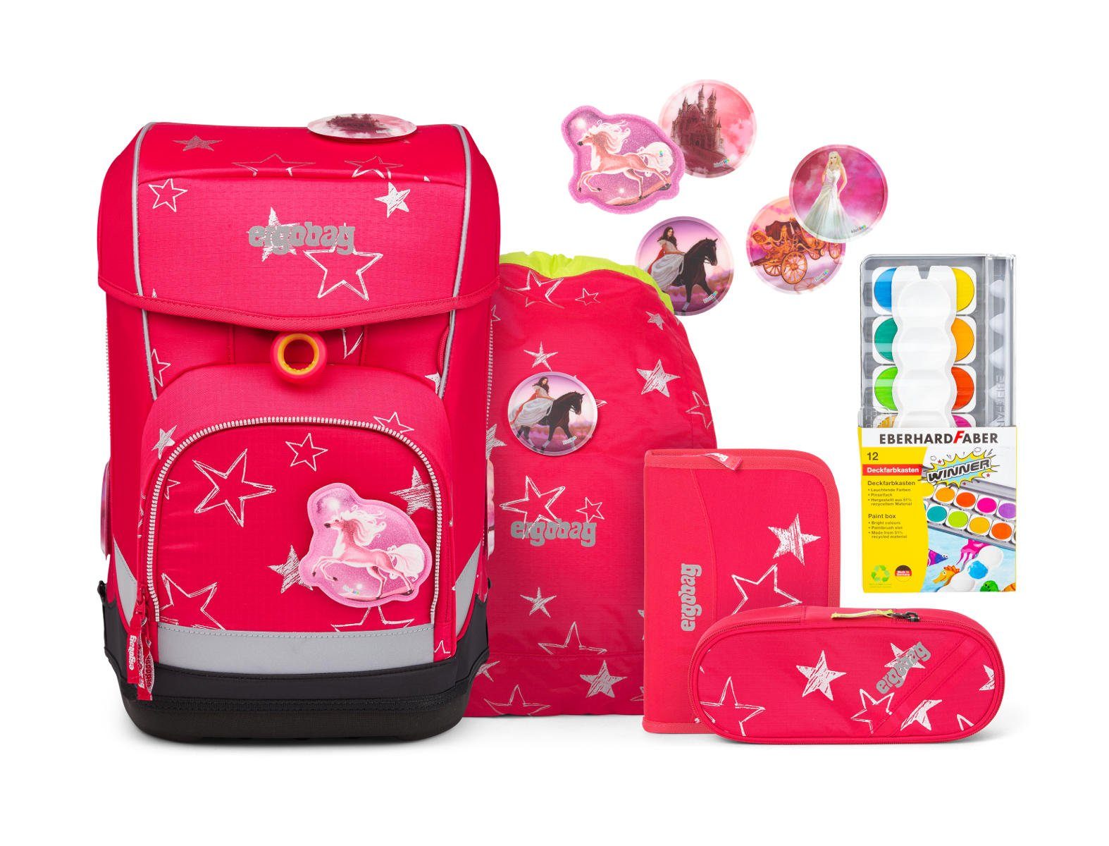 Schulranzen Cubo inkl. Gratis Malkasten (Set, 5-tlg), höhenverstellbar