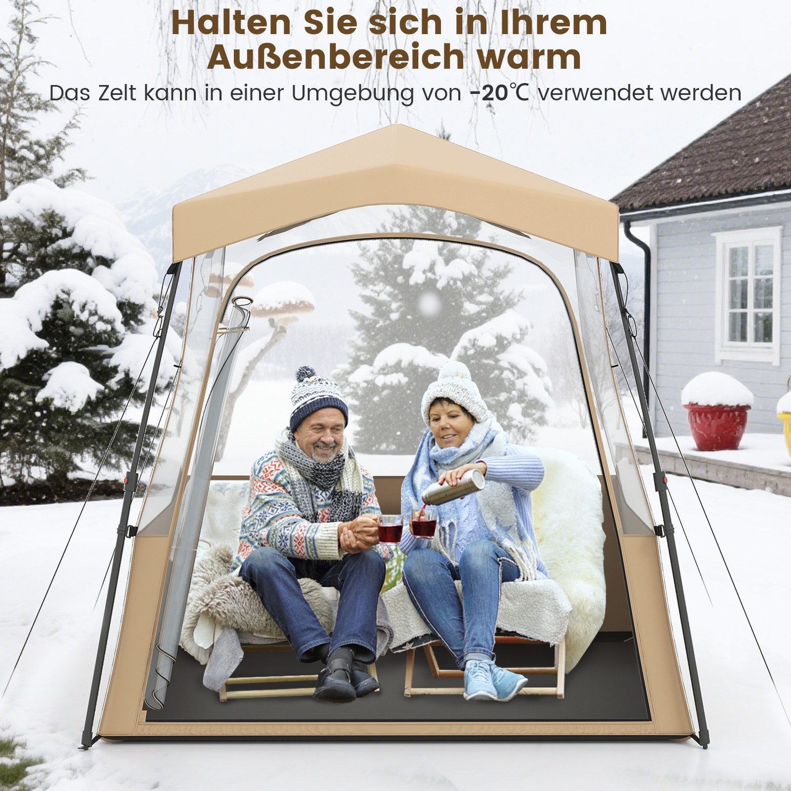 COSTWAY Wurfzelt, Personen: 3, Pop-Up-Campingzelt mit Tragetasche, PVC