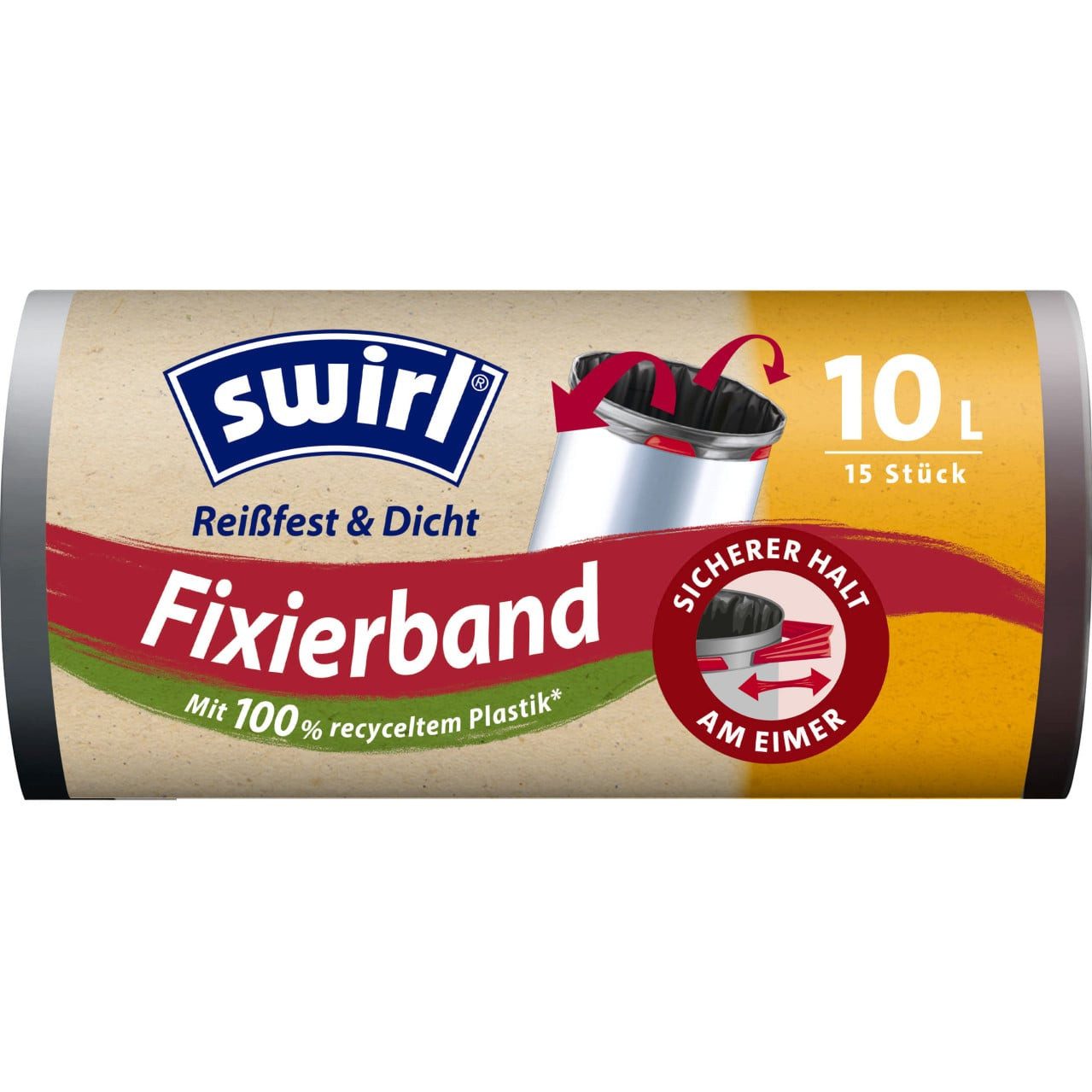 Swirl Müllbeutel Swirl® Fixierband-Müllbeutel 10 L Reißfest & Dicht