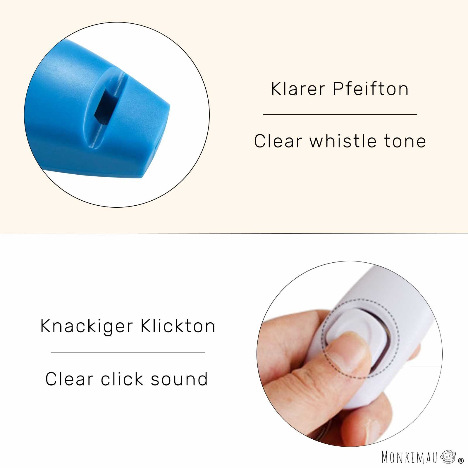 Monkimau Tier-Clicker Hundepfeife mit Klicker Rückruf für Hunde und, Kunststoff, Packung