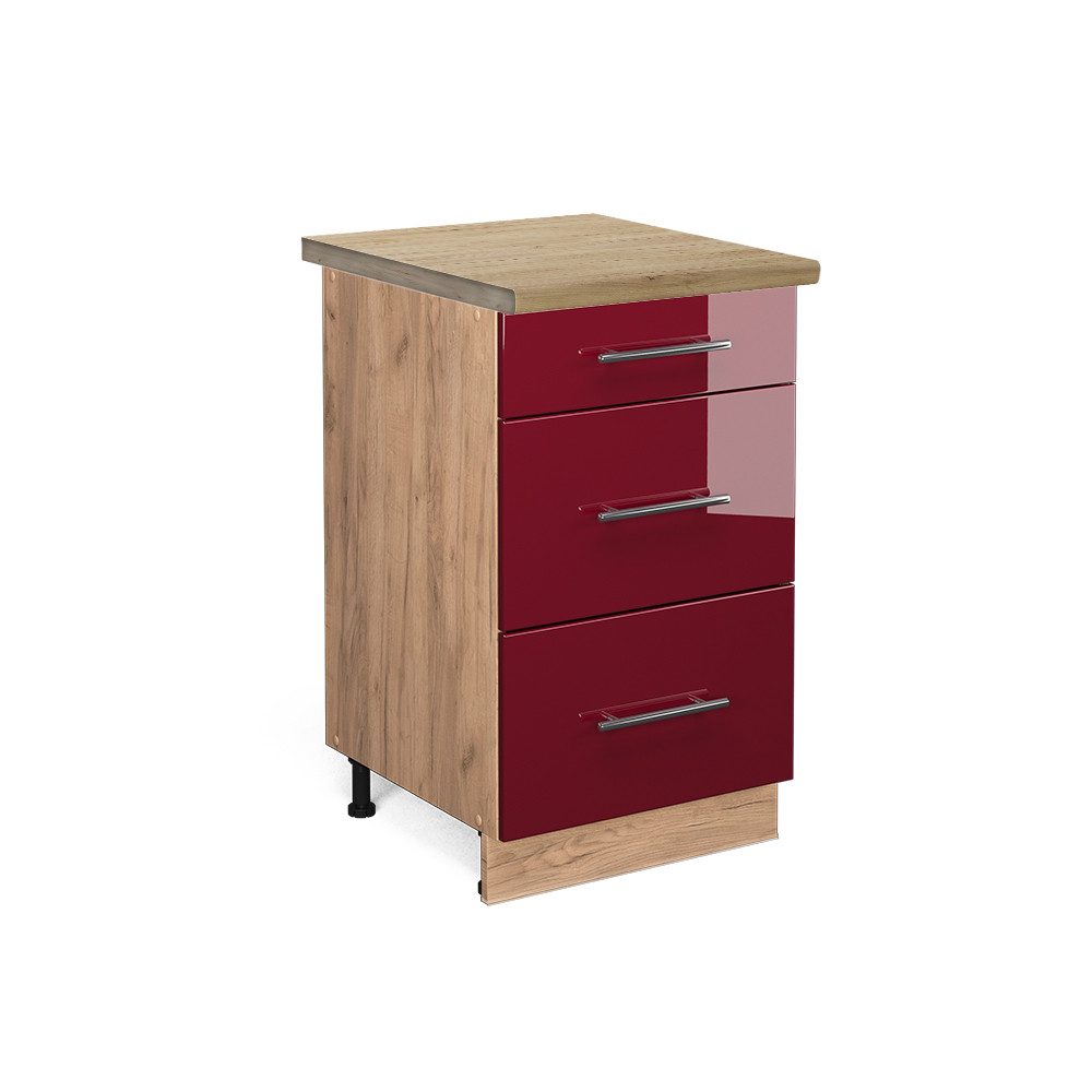Vicco Unterschrank Fame-Line, Bordeaux Hochglanz/Goldkraft Eiche, günstig online kaufen