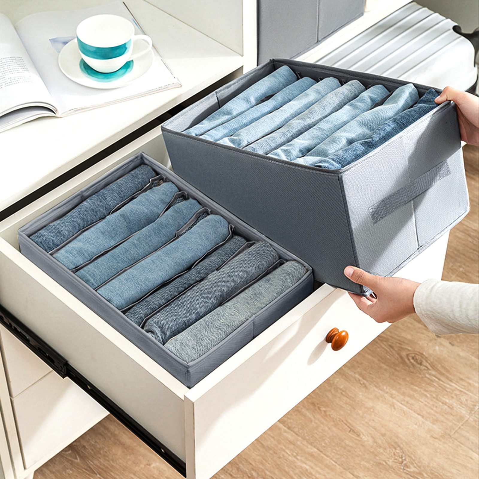 CALIYO Aufbewahrungsbox 2-Tlg Kleiderschrank Organizer Aufbewahrungsbox günstig online kaufen