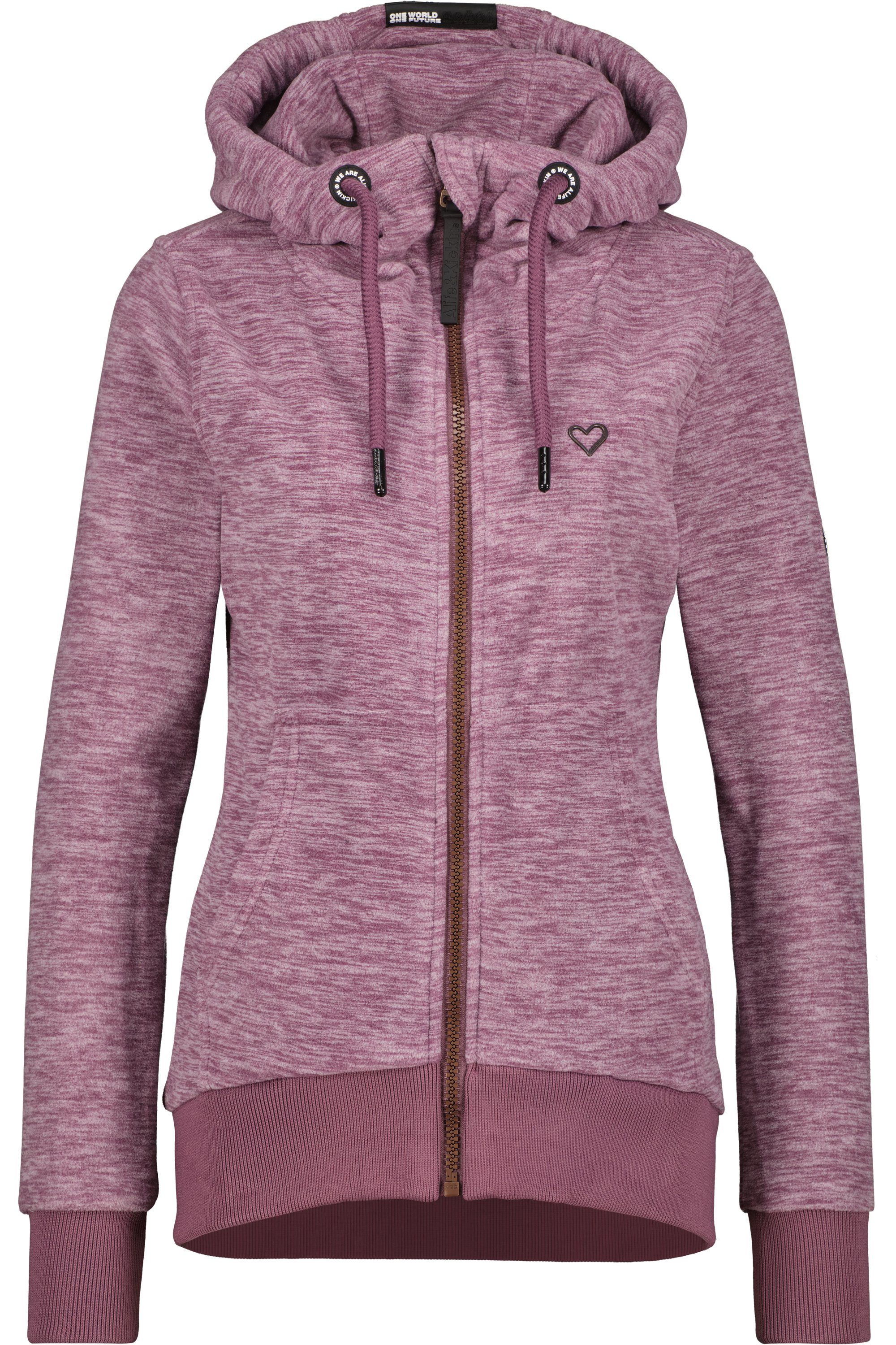 Alife & Kickin Kapuzensweatjacke YasminAK Damen F Fleecejacke, Sweatjacket melange Sweatjacke mulberry