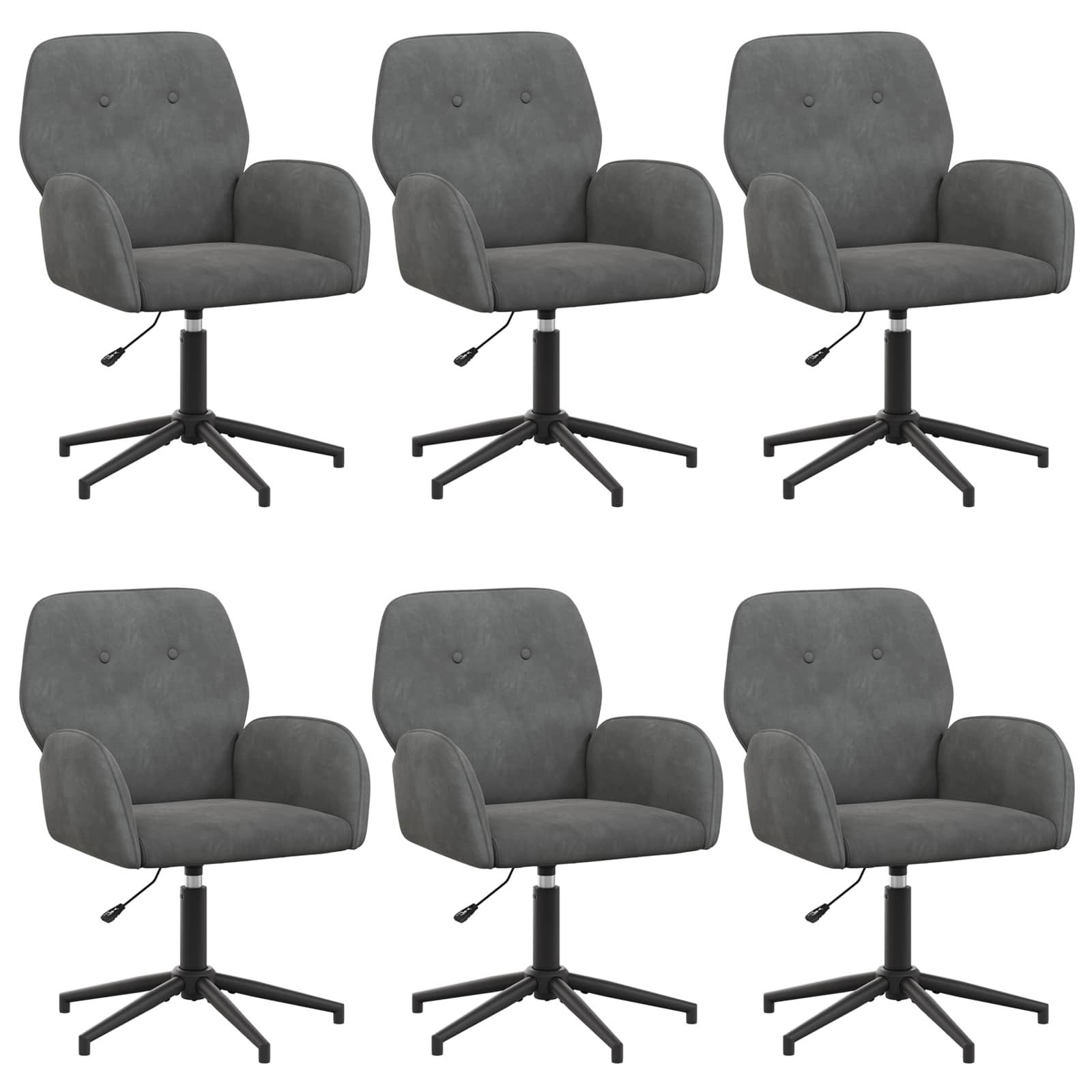 vidaXL Bürostuhl Bürostühle 6 Stk. 54 x 55 x 90 cm Dunkelgrau Samt (6 St)