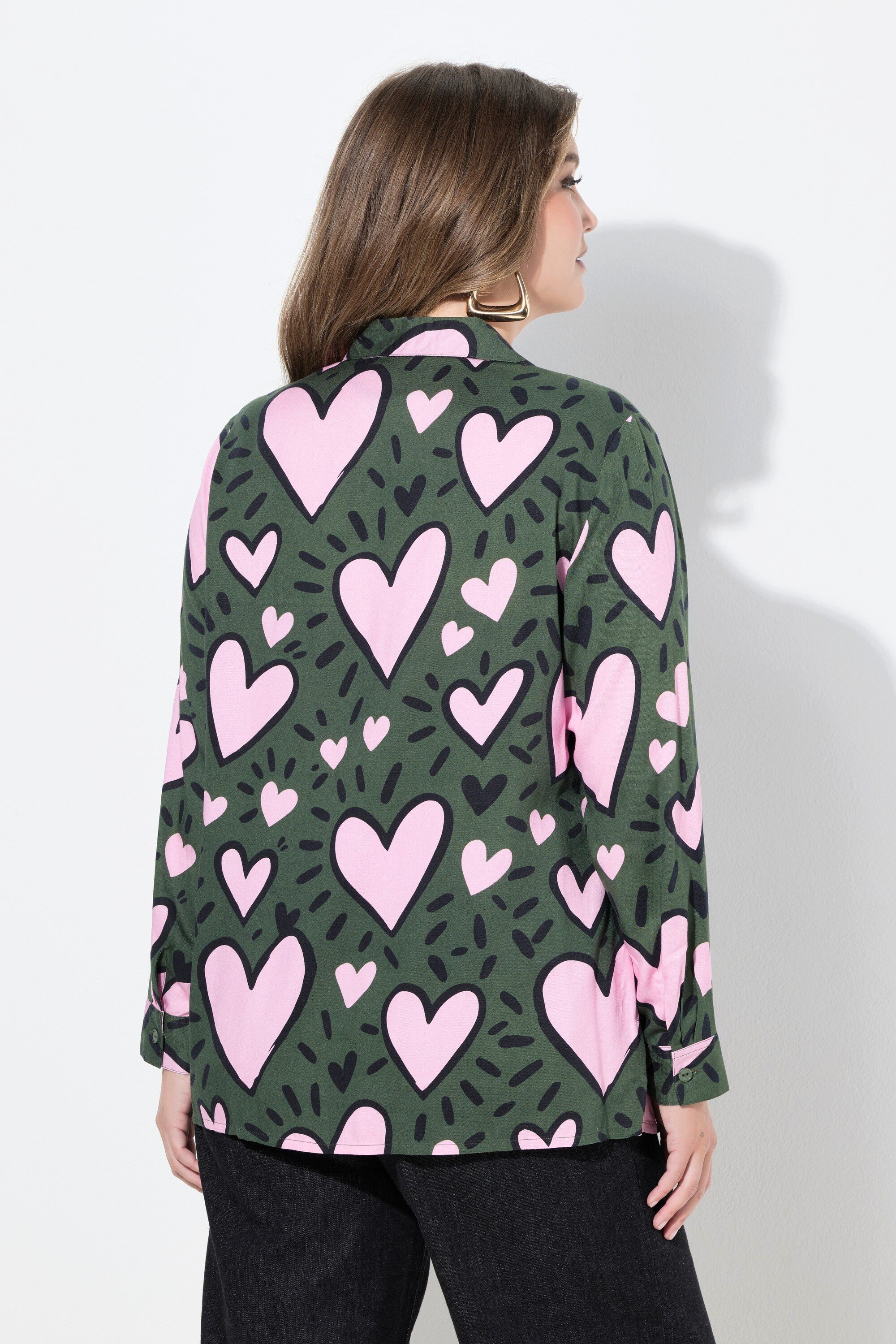 MIAMODA Longbluse Bluse Komfort Fit herz-Muster Langarm