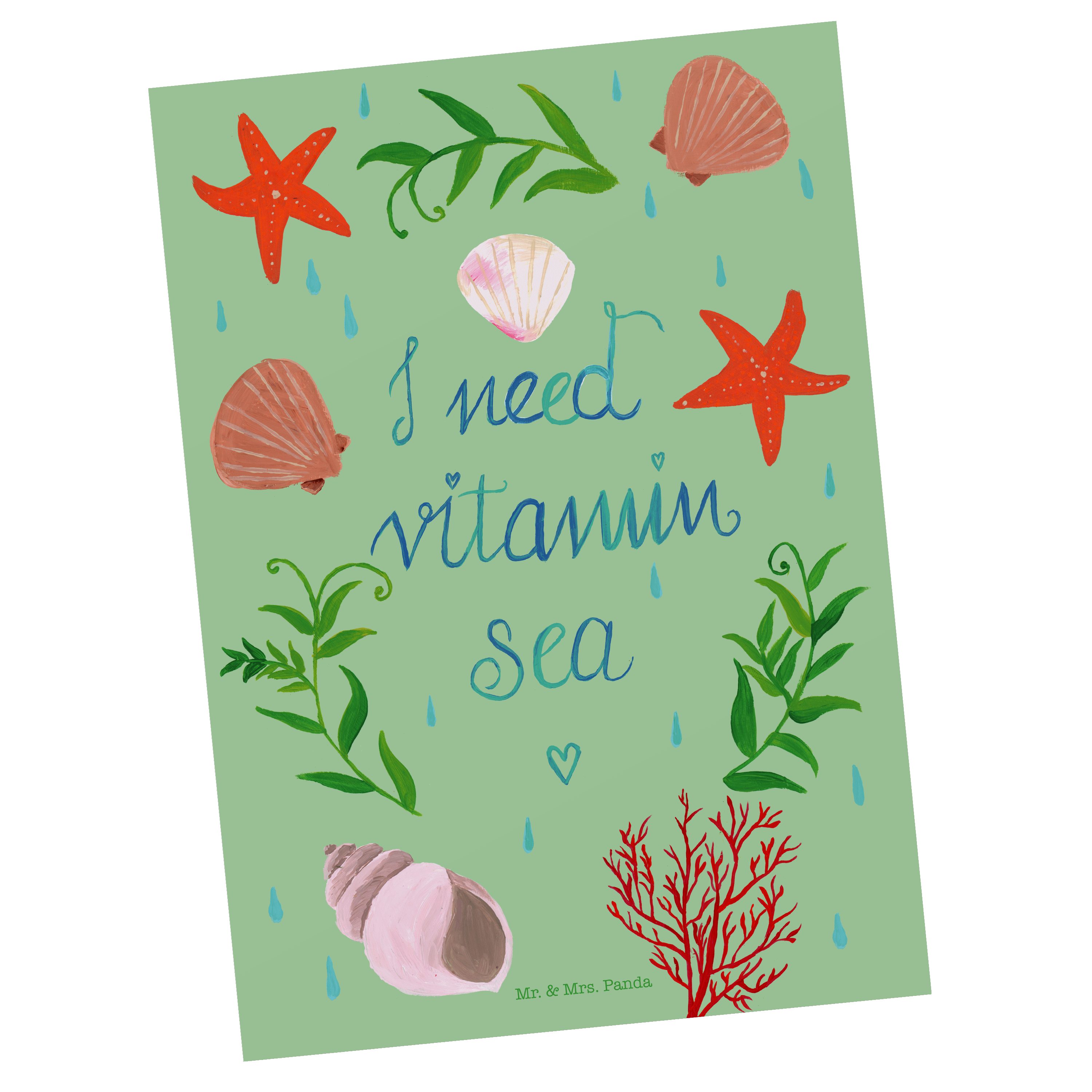 Mr. & Mrs. Panda Postkarte Vitamin Sea - Geschenk, Geschenkkarte, Grußkarte, Frühlings Deko, Was