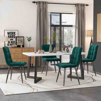 REDOM Essgruppe Ein Tisch und vier Stühle, (5-tlg), Küchetisch Esszimmerstuhl Set, Metallbeine