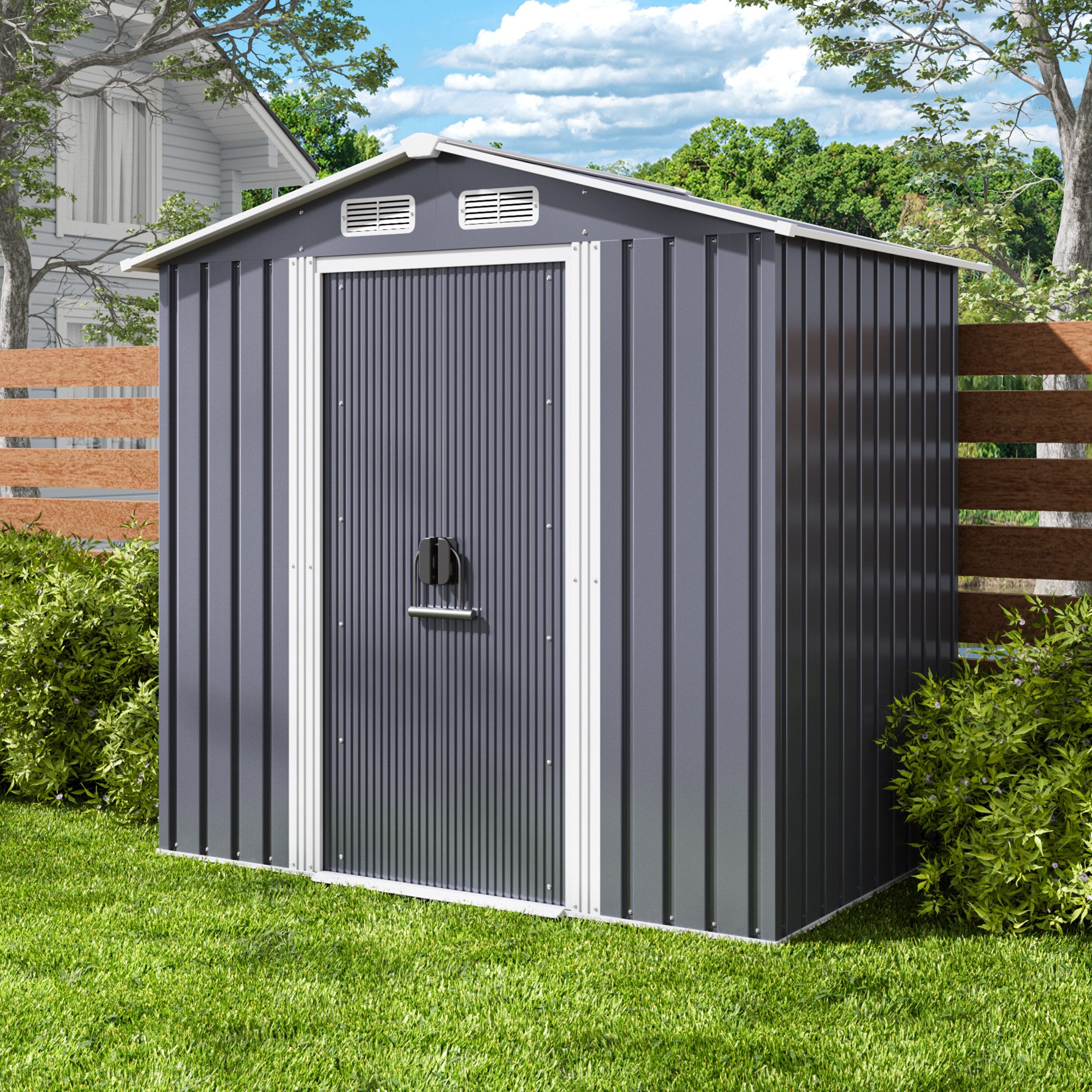 Bealife Gartenhaus Robuster Metall-Gartengeräteschuppen 196*131*187 CM günstig online kaufen