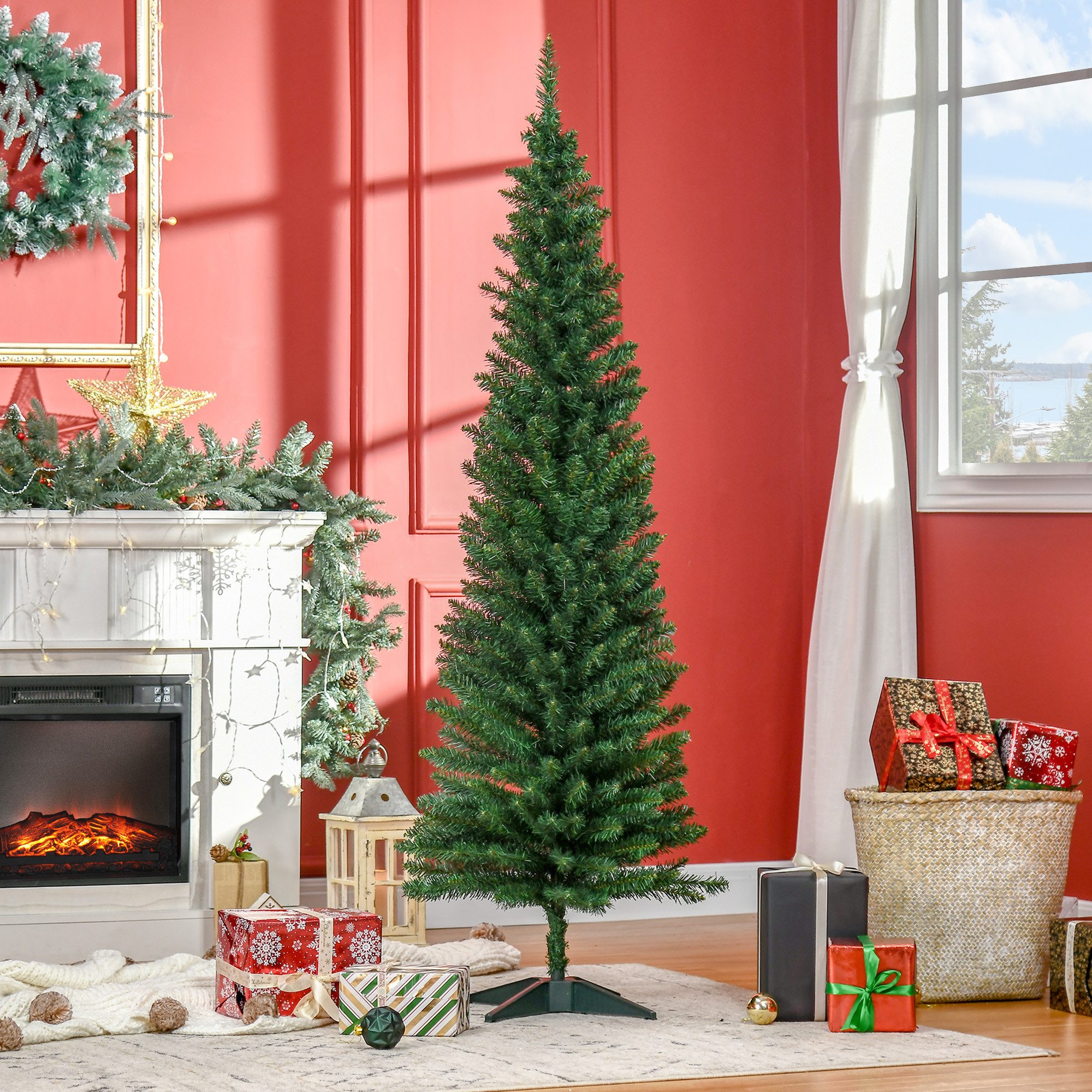 HOMCOM Künstlicher Weihnachtsbaum Tannenbaum künstlich mit 390 Spitzen Christbaum, Kunsttanne, für Weihnachten Deko, Grün