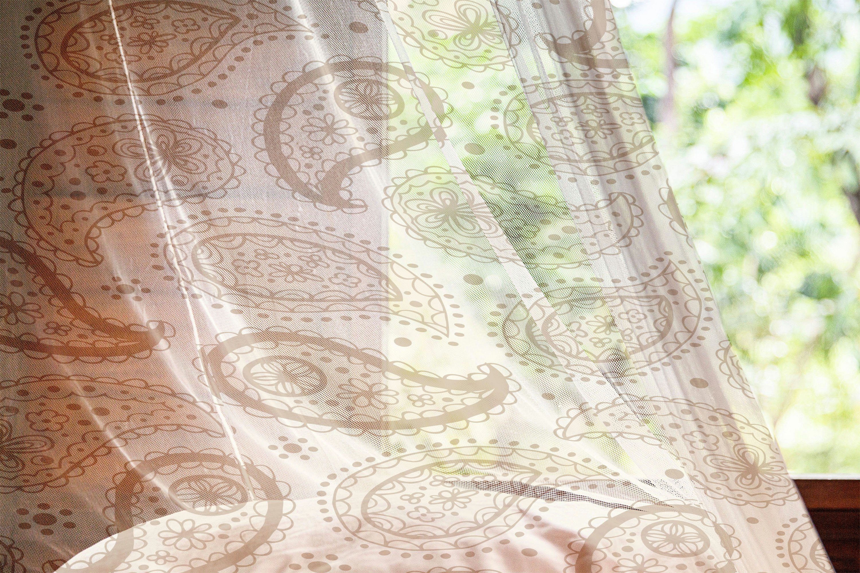 Persisch Oriental Hochzeit schiere Beige Paisley Gardine 2 Party Drapierung Abakuhaus, Panels, für