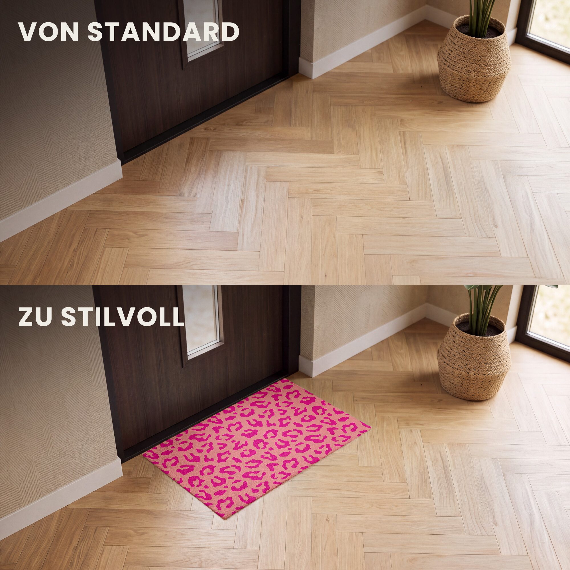 MuchoWow Fußmatte Pantherdruck - Rosa - Tierdruck - Minimalistisch, Rechteckig, innen Schmutzfangmatte, Tür, Schmutzfänger Flur, Teppich 60x40 cm – Bild 3 von 5