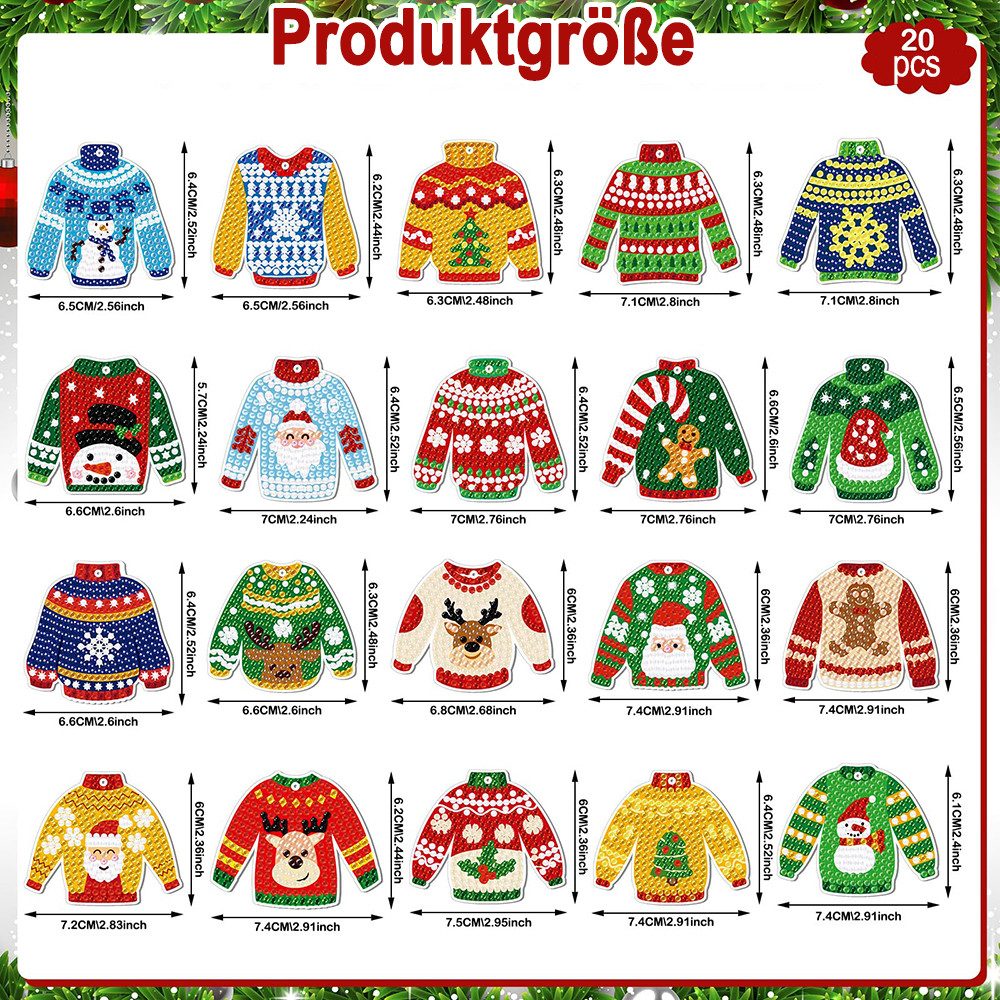 CLTYQ Schlüsselanhänger 20 Stück 5D Diamantmalerei günstig online kaufen