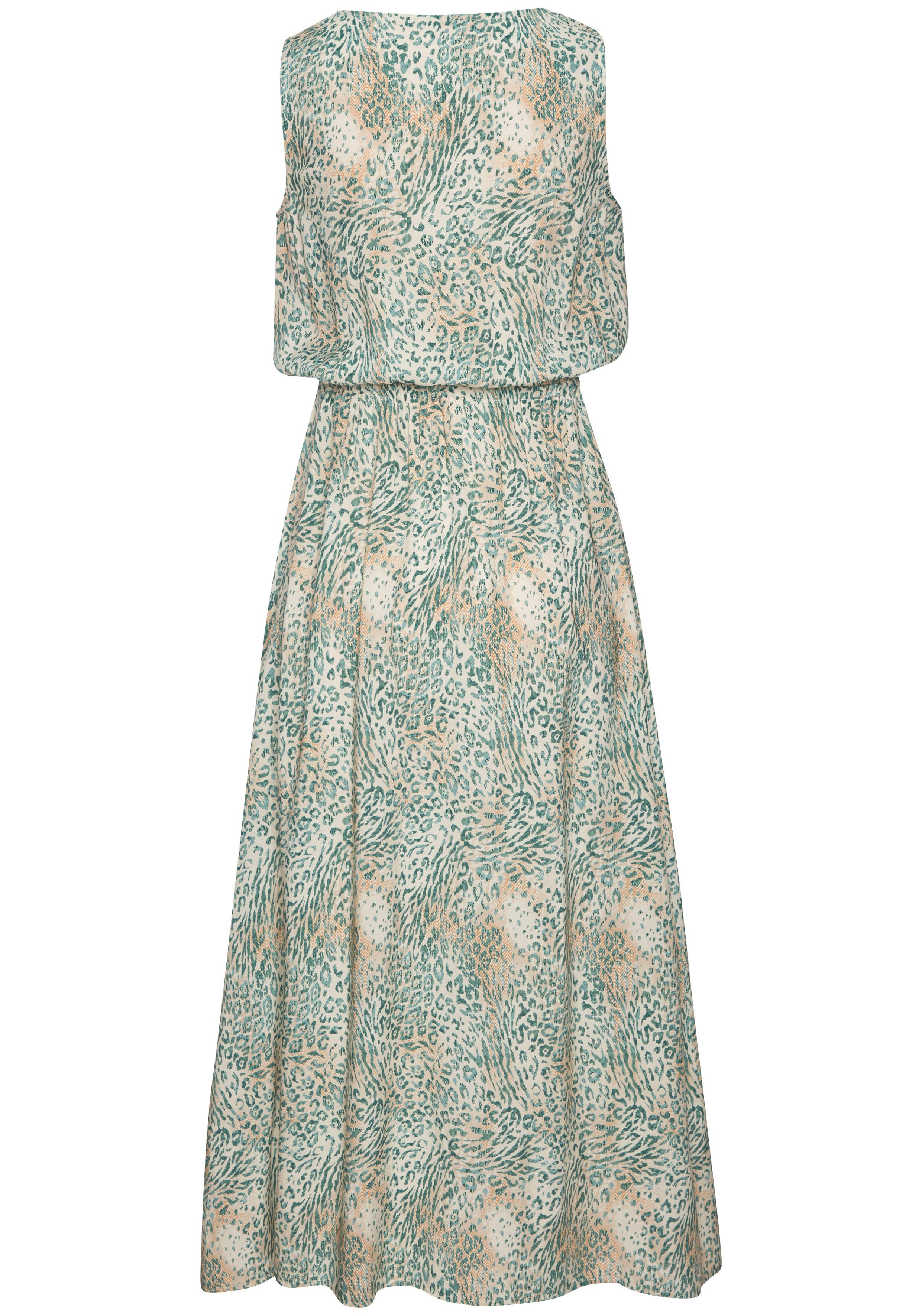 LASCANA Midikleid mit Reißverschluss am Ausschnitt, Animal Print