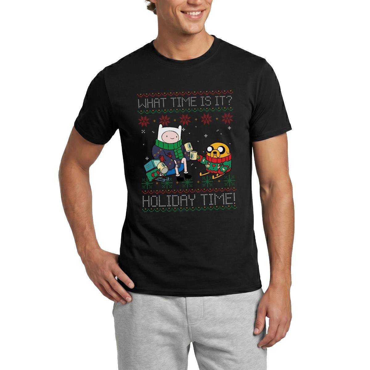 T-Shirt Adventure Time What Time Is It Holiday Time Ugly Christmas Männer T-Sh