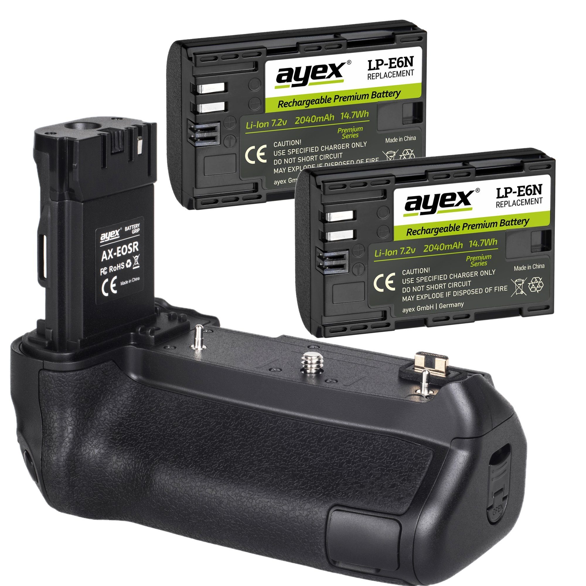 ayex Batteriegriff für Canon EOS-R Ra + 2x LP-E6N Akkus wie BG-E22 Optimal für Hochformat